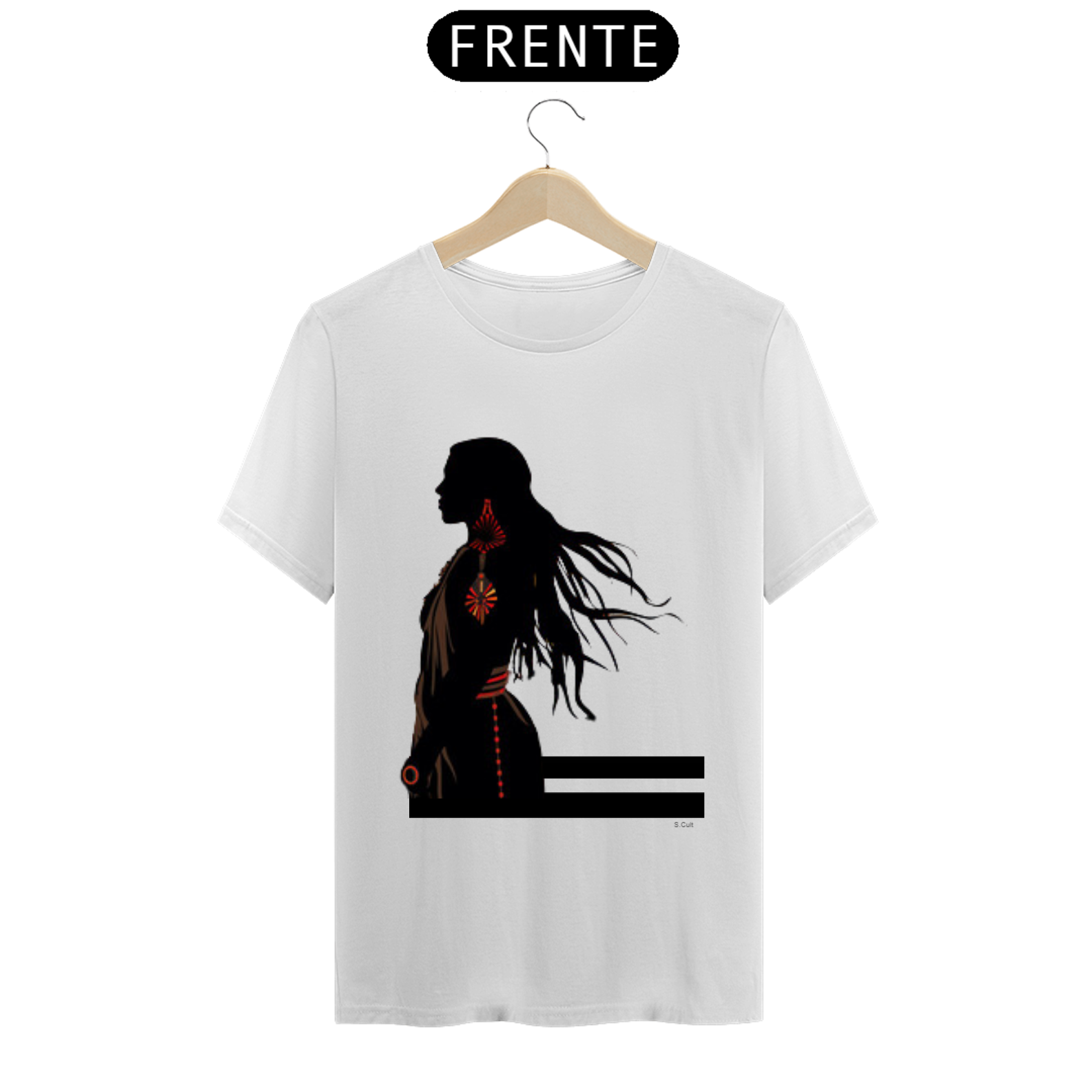 Nome do produto: T.Shirt Coleção Etnias- Ref.Nativo Americano -  India Nativa Americana Silhueta