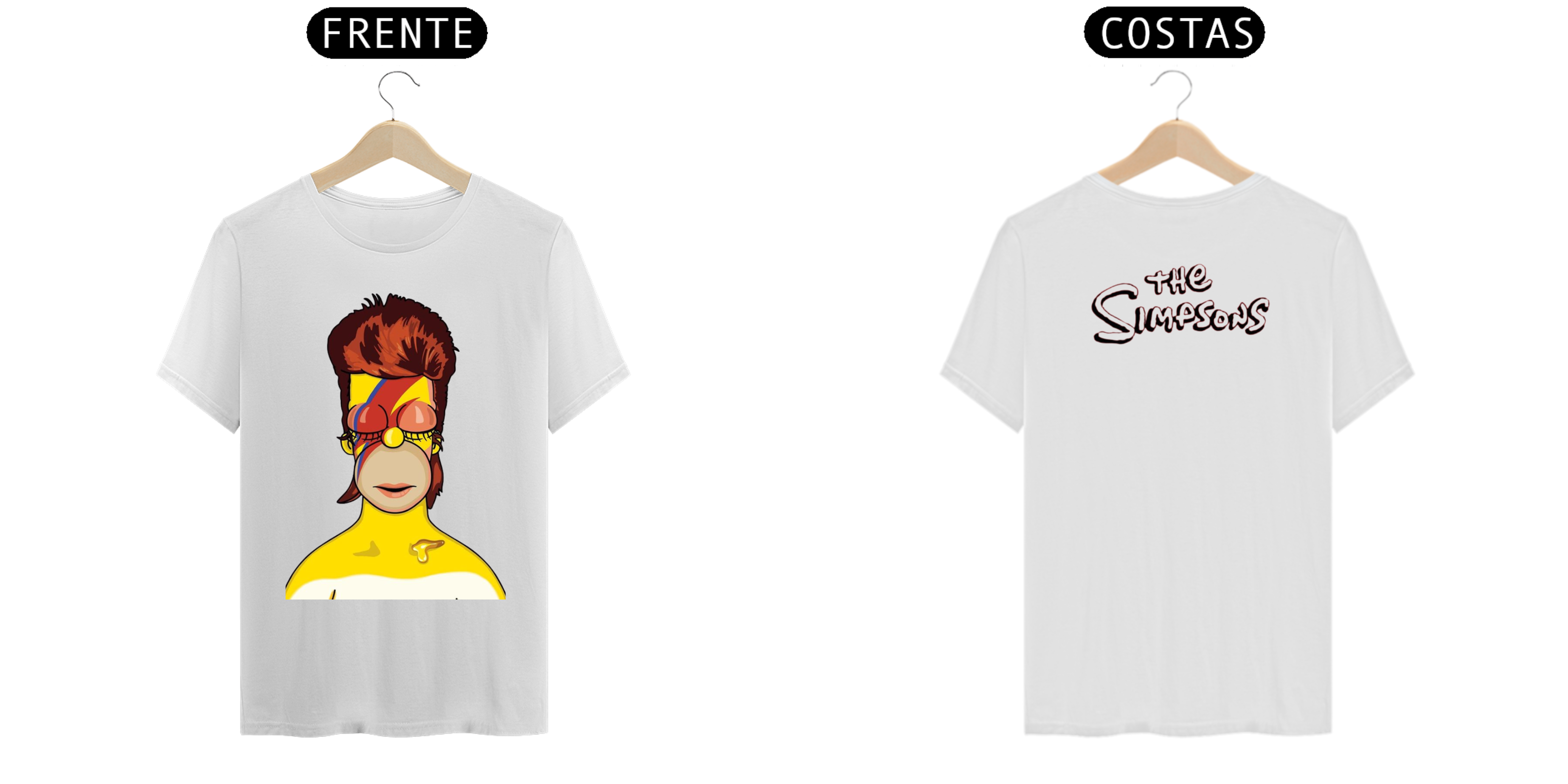 Nome do produto: T.Shirt Prime - Coleção The Simpsons - Homer Simpson Referência á David Bowie