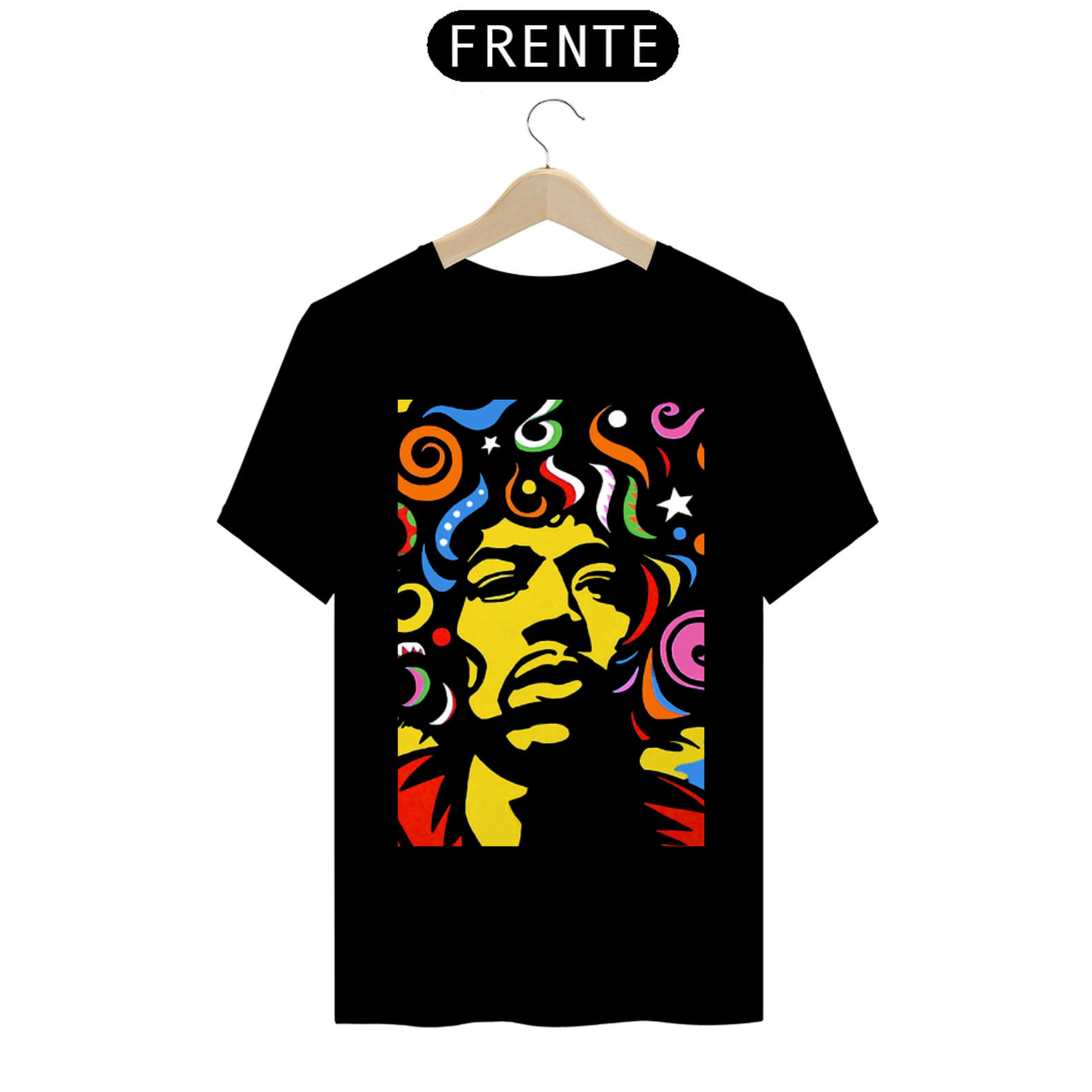 Nome do produto: T.Shirt Prime - Coleção Clássicos do Rock: Estampa Jimi Hendrix