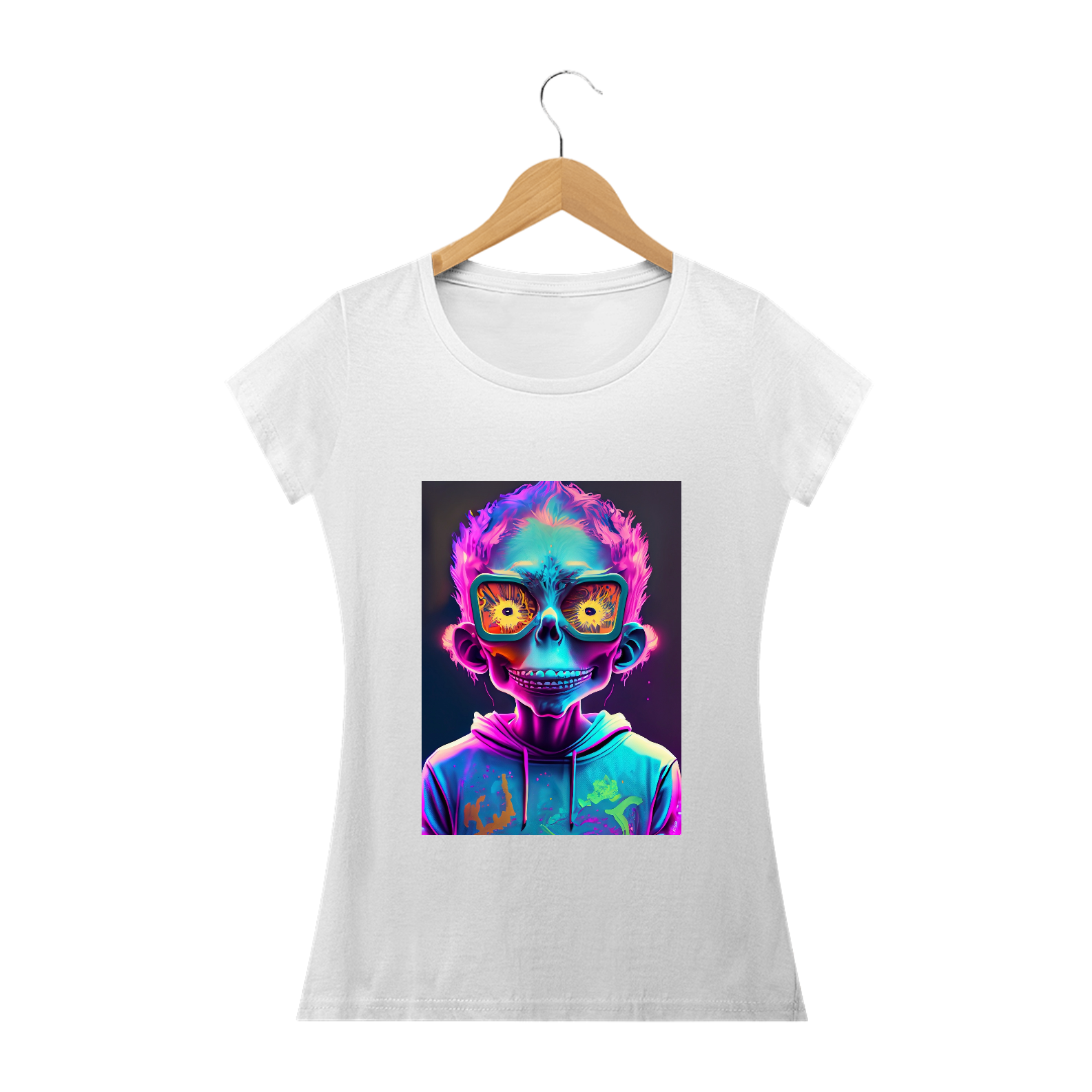 Nome do produto: Camiseta Baby Long Caveira Transcendente Alucinógena Colection