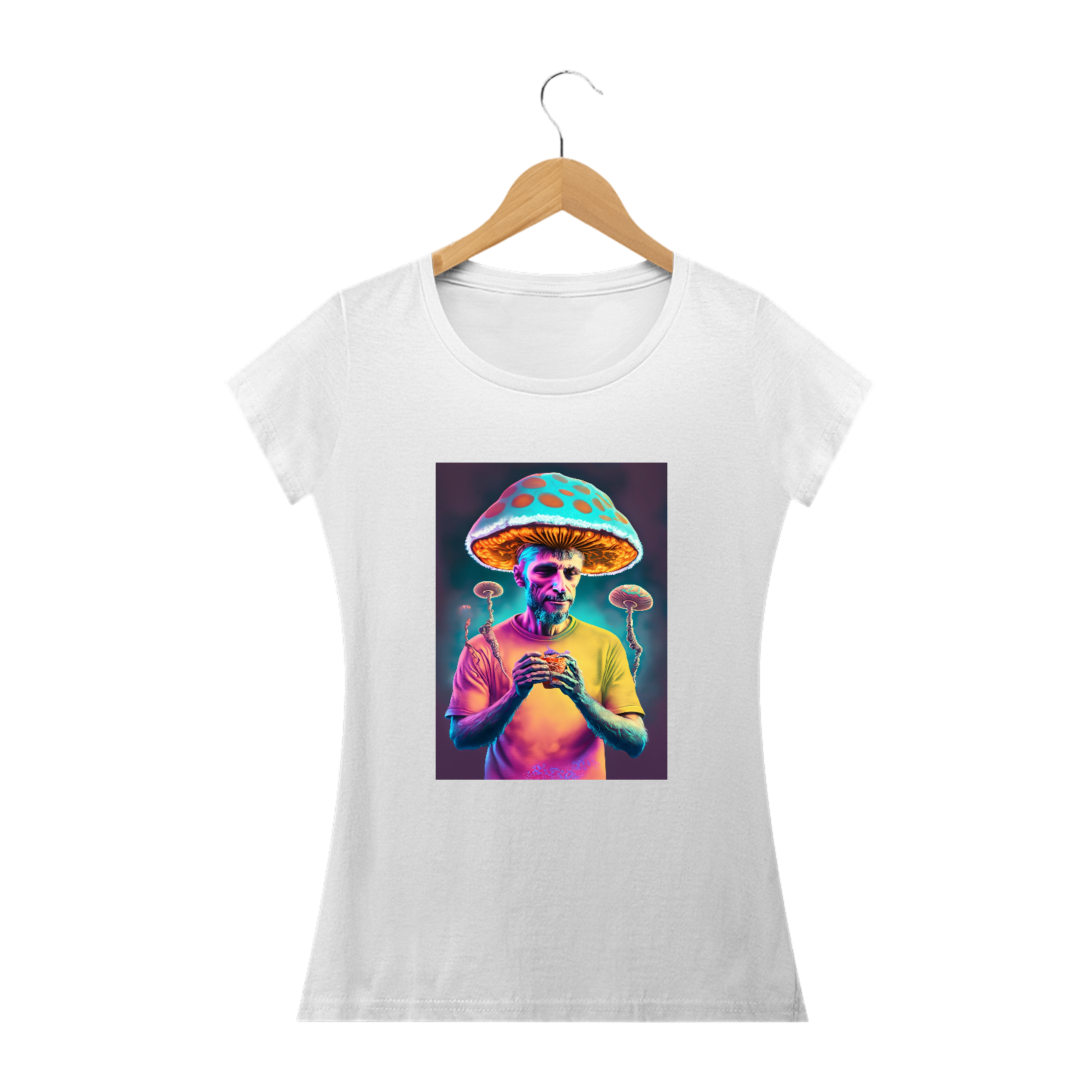 Nome do produto: Camiseta Baby Long Coração na Mão Alucinógena Colection