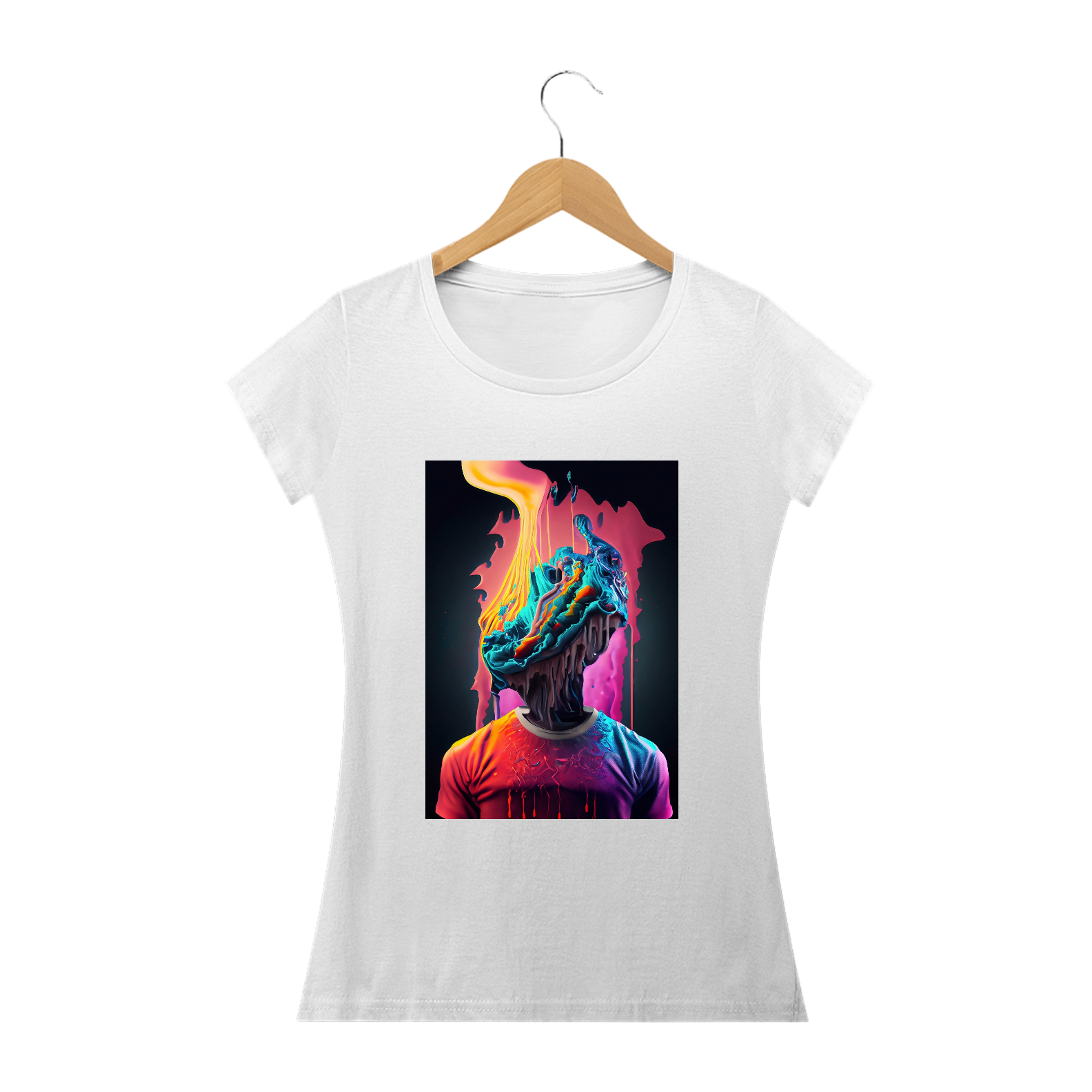 Nome do produto: Camiseta Baby Long Nem Bateu Alucinógena Colection