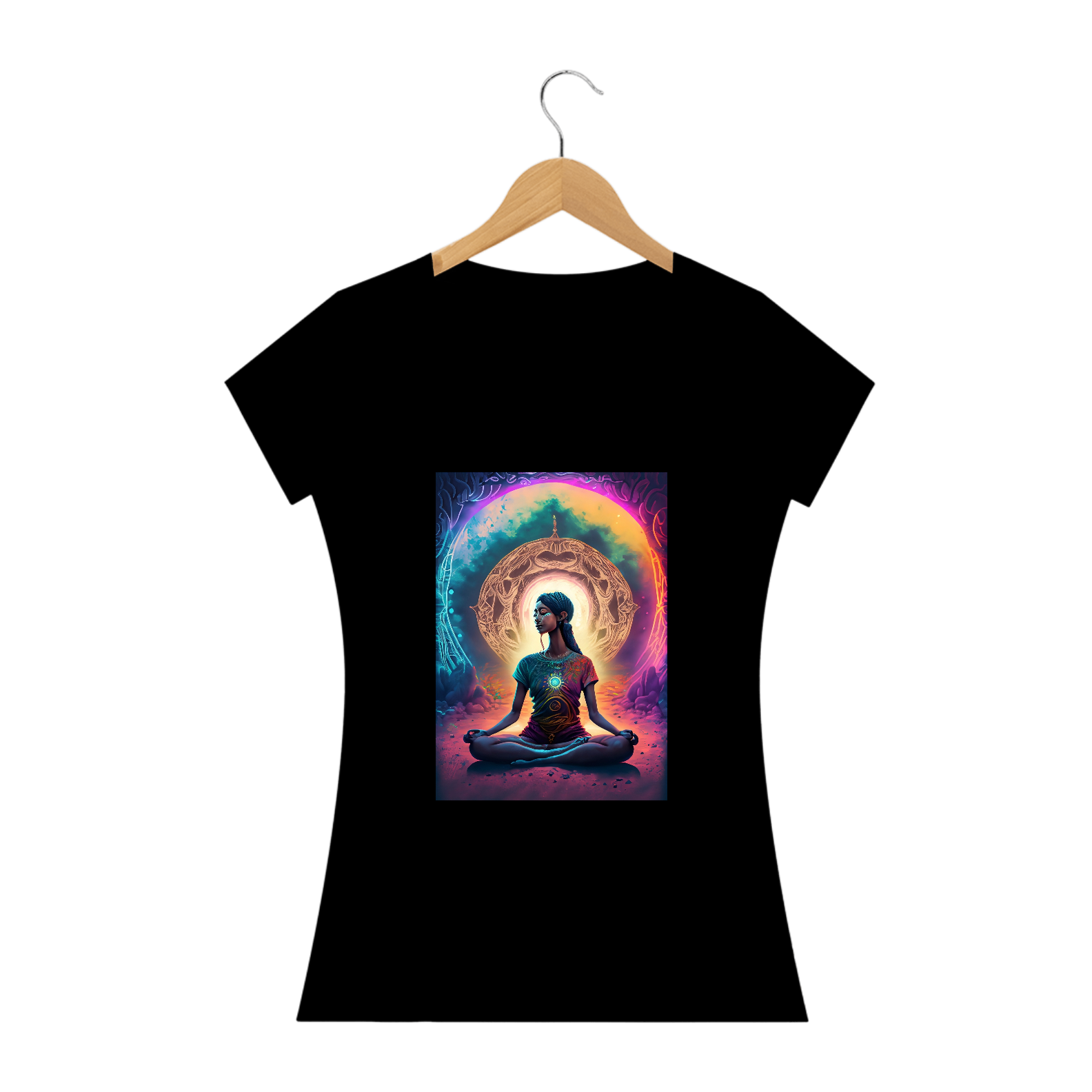 Nome do produto: Camiseta Baby Long Meditar e Evoluir Alucinógena Colection