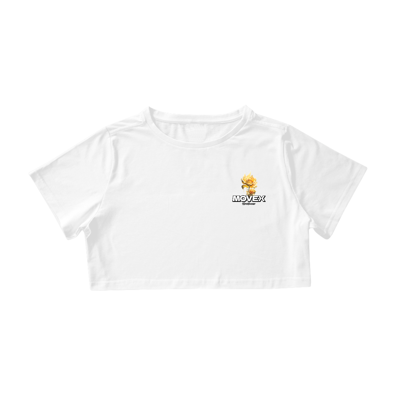 Nome do produto: Cropped Gold´n Roses Mini - Logo Preto