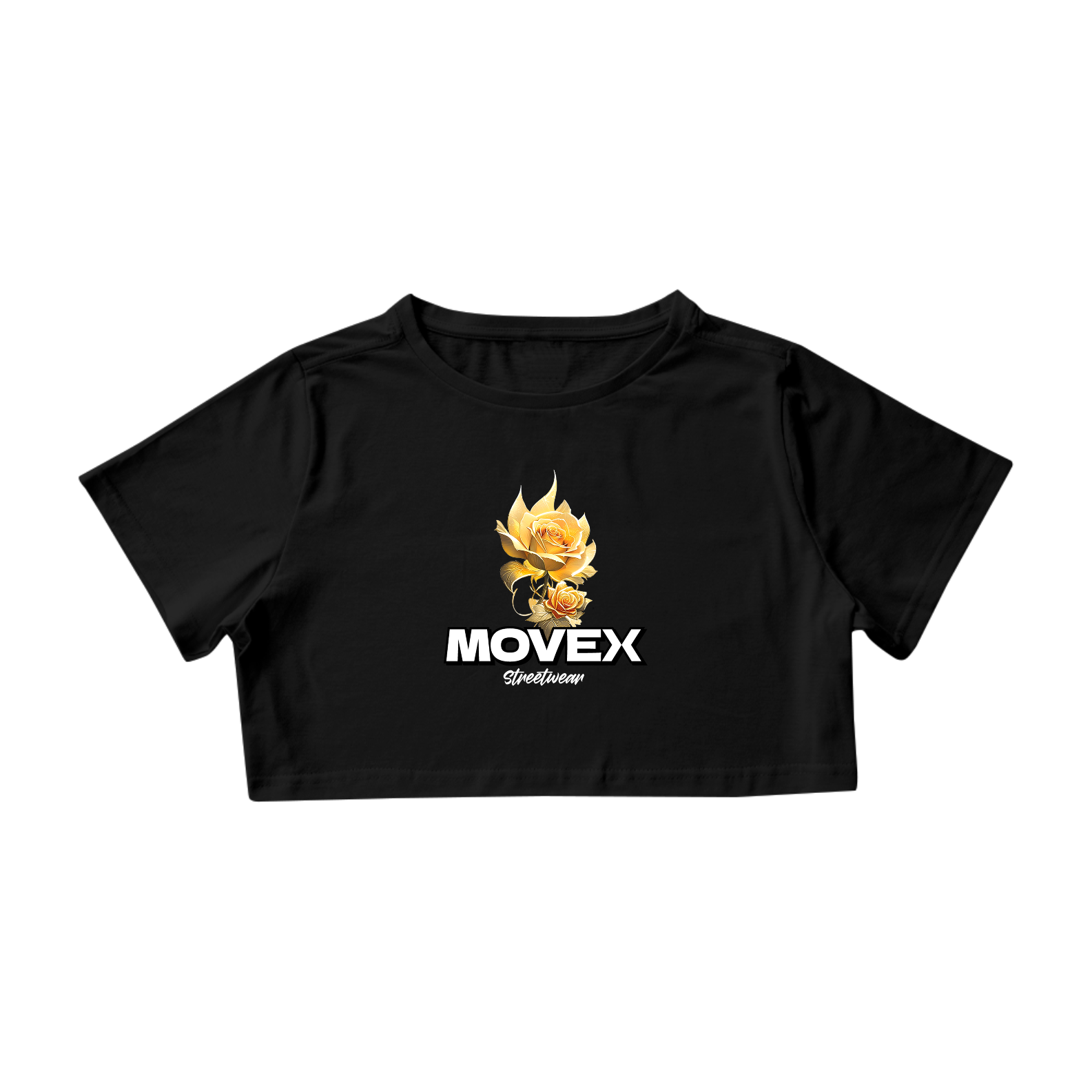 Nome do produto: Cropped Gold´n Roses - Logo Branco