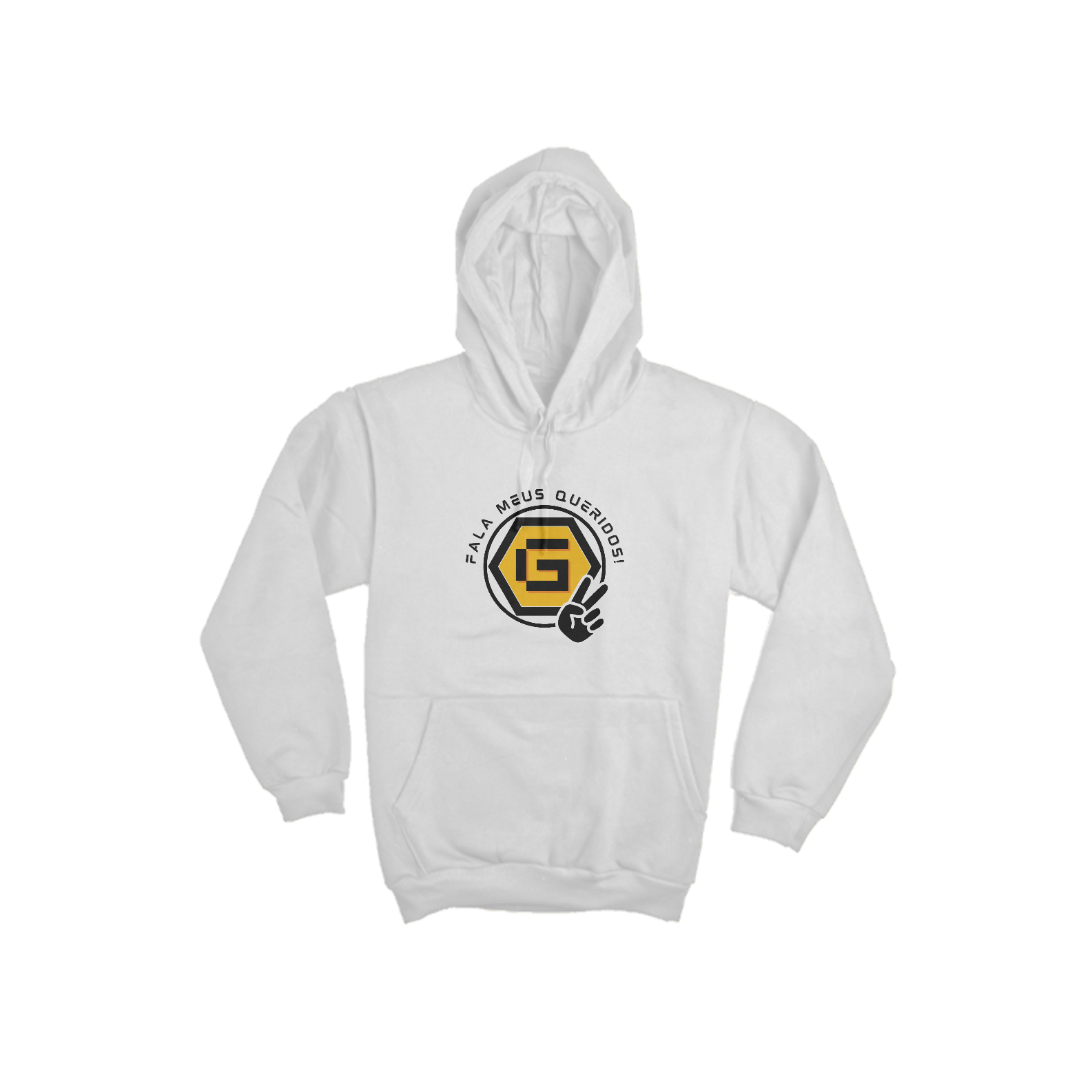 Nome do produto: Moletom com Touca Fala Meus Queridos Branco e Cinza