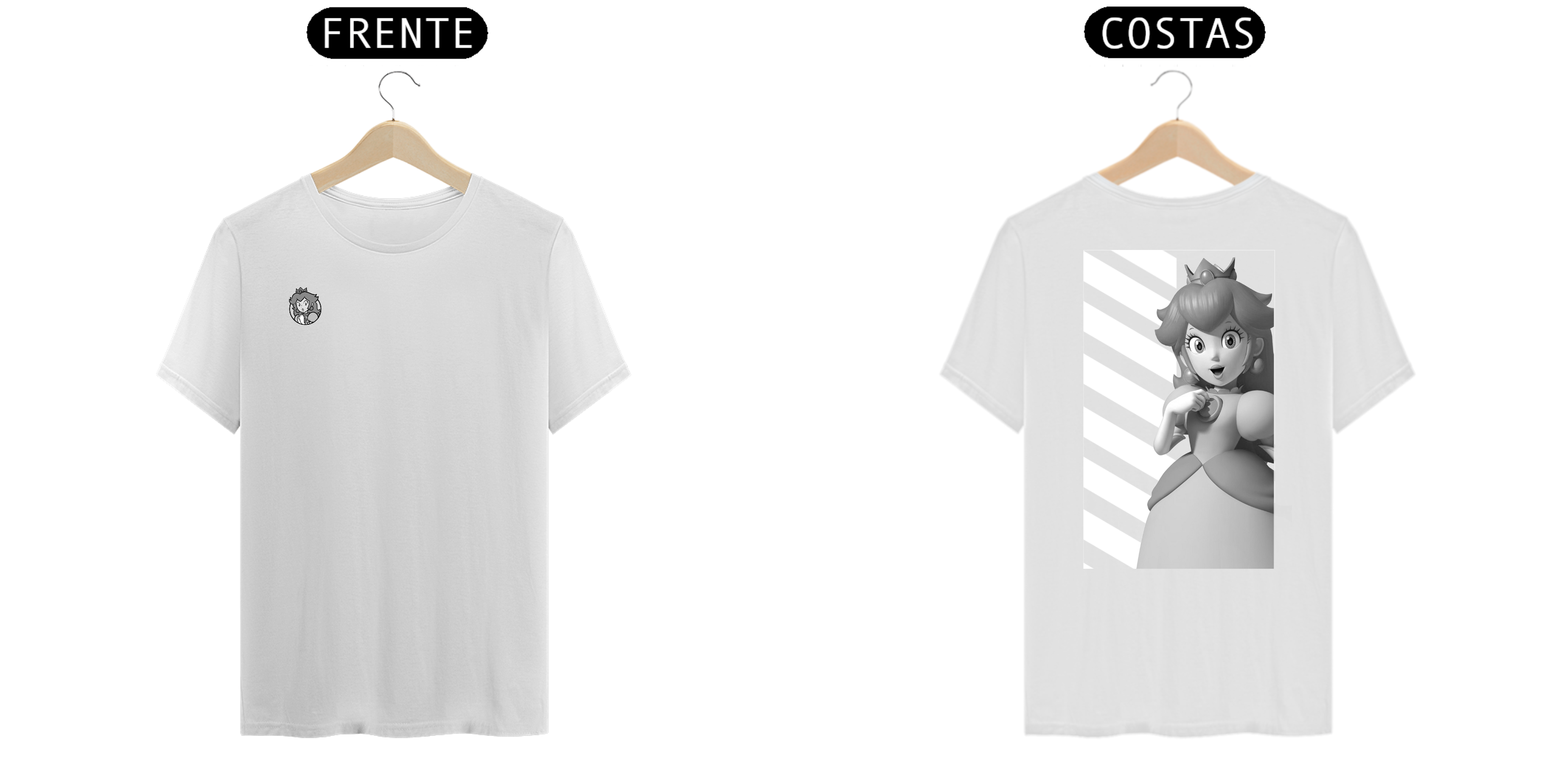 Nome do produto: Camisa Princesa Peach (preto e branco) T-Shirt