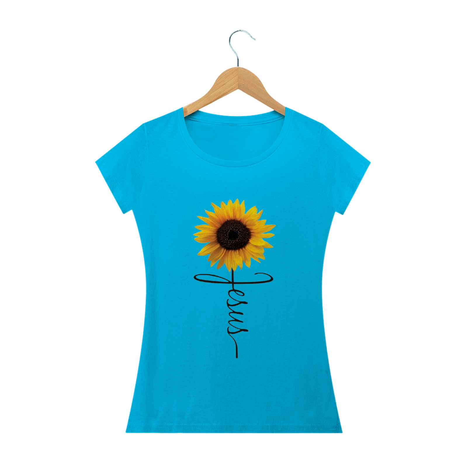 Nome do produto: Blusa Feminina - Estampa Girasol com o nome de Jesus