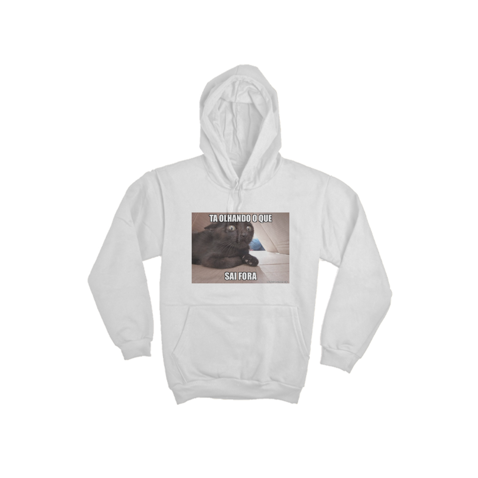 Nome do produto: Casaco com gorro - Estampa na frente - Ta olhando o que sai fora