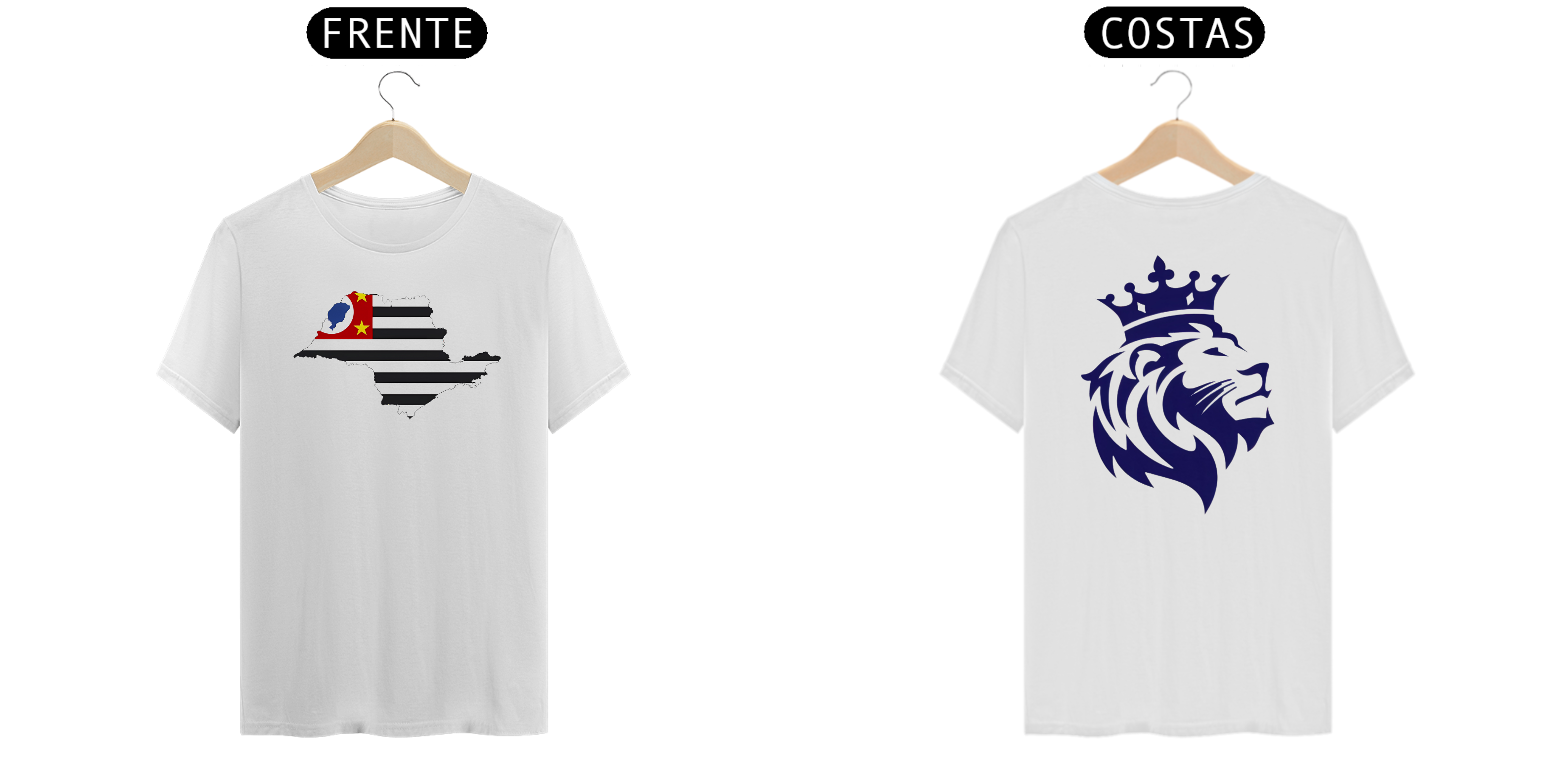 Nome do produto: SÃO PAULO BANDEIRA FRENTE LEÃO COROADO TRAZ - CAMISETA - CLASSIC