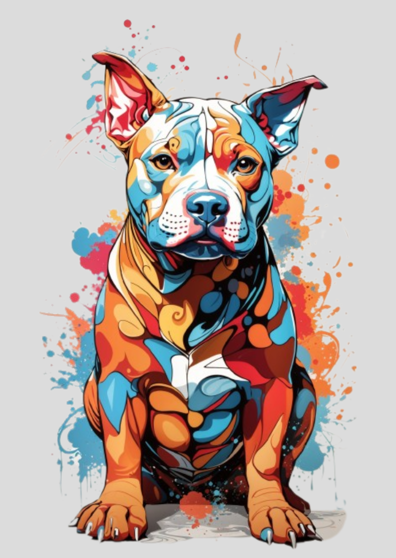Nome do produto:  Pôster pintura colorida de Pit bull