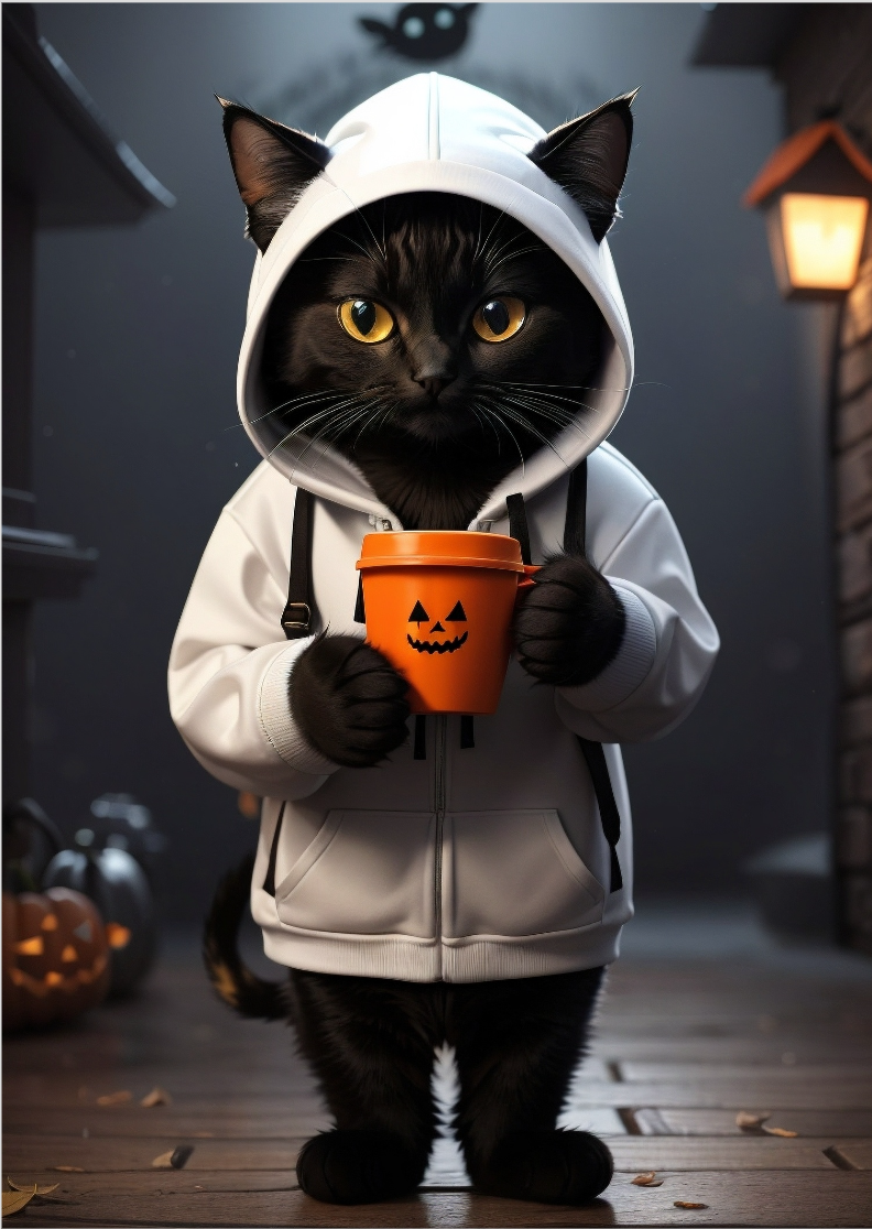 Nome do produto: Pôster gatinho tomando café