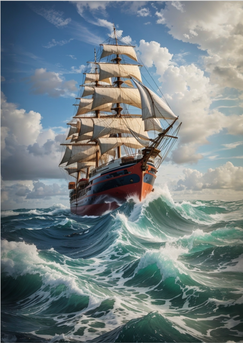 Nome do produto: Pôster navio em alto mar