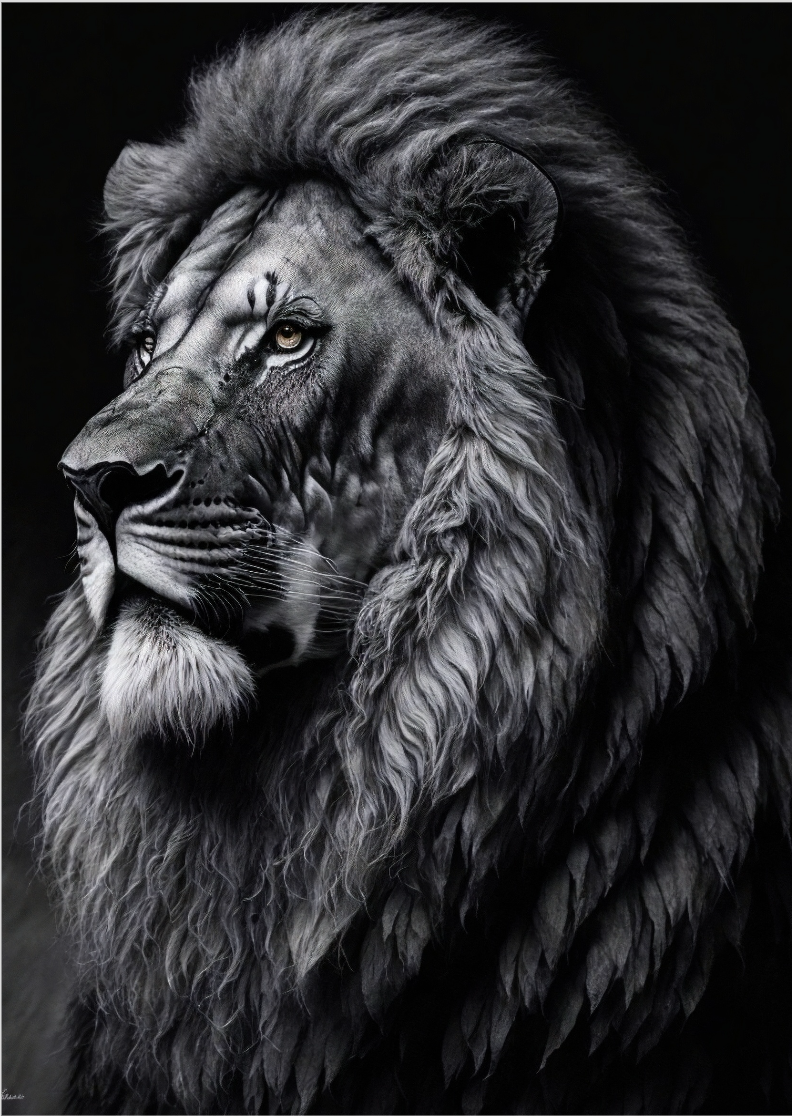 Nome do produto: Pôster leão P&B