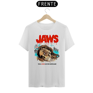 Camiseta Tubarão - VOCÊ NUNCA MAIS VAI ENTRAR NA ÁGUA! Estampa Filme Terror