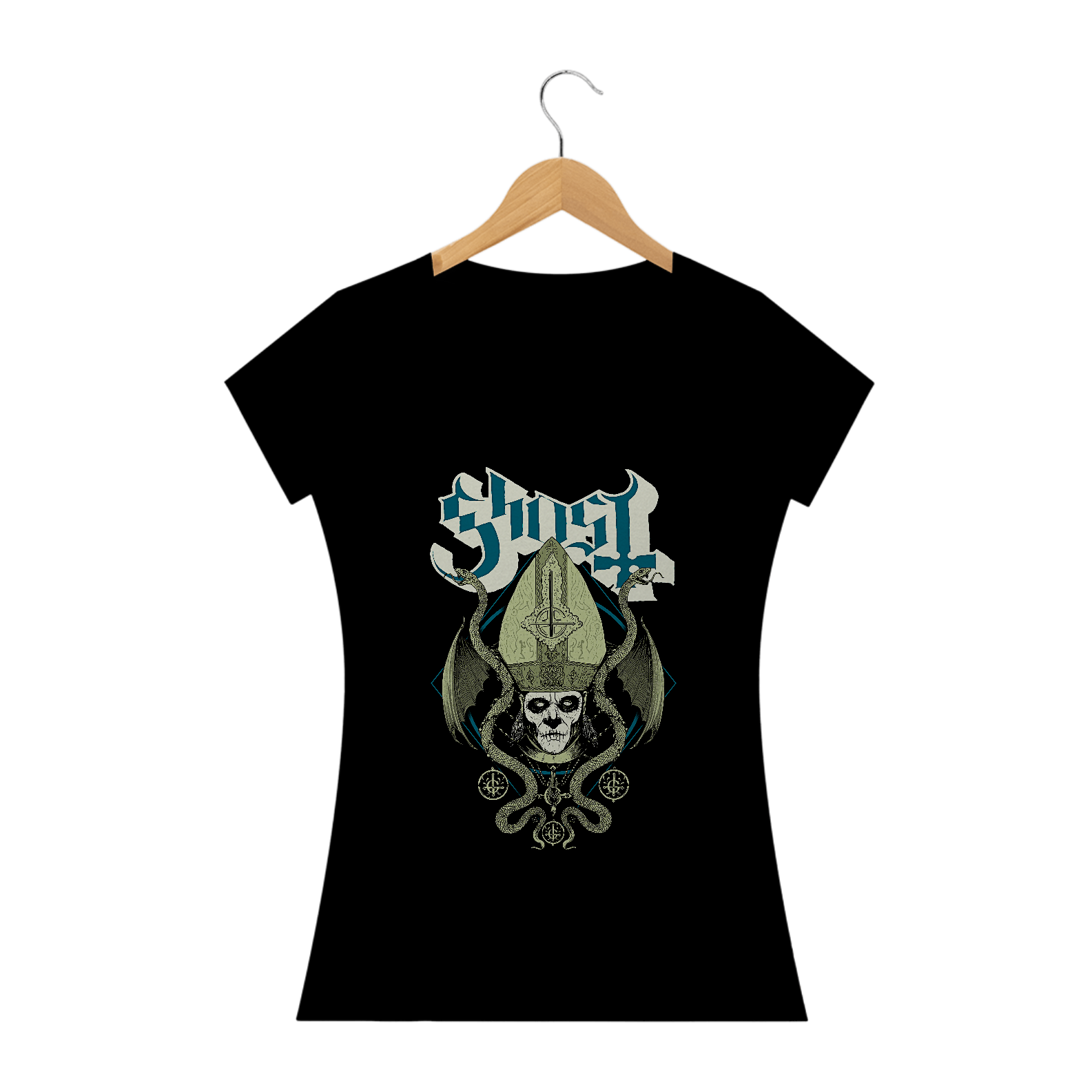 Camiseta Feminina Serpente | Estampa Banda Ghost | Rock