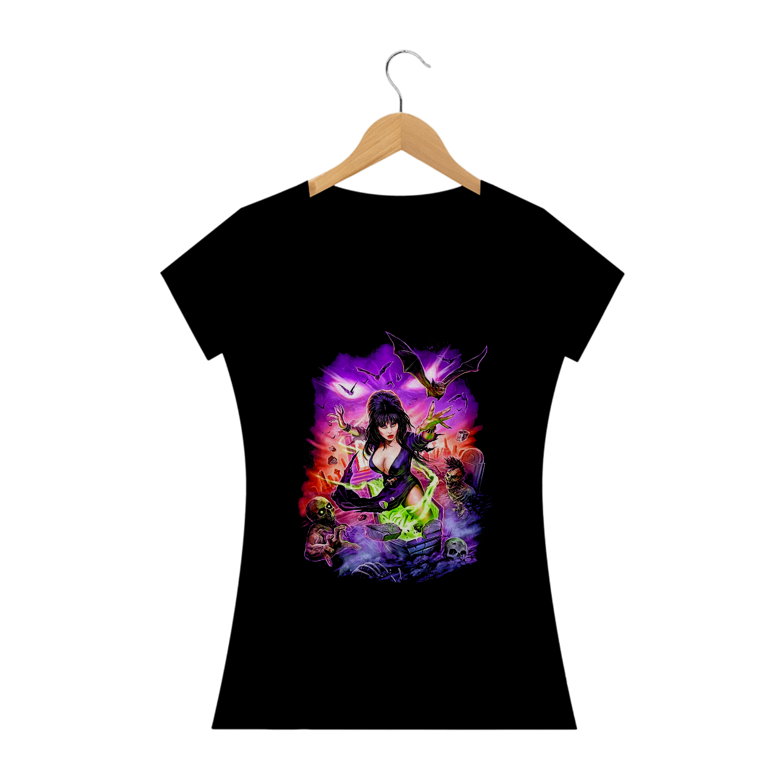 Camiseta Feminina Elvira A Rainha das Trevas Estampa Filme Terror