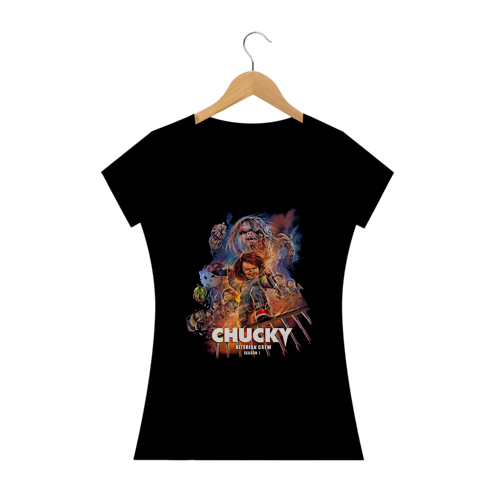 Camiseta Feminina Chucky Estampa Série Terror