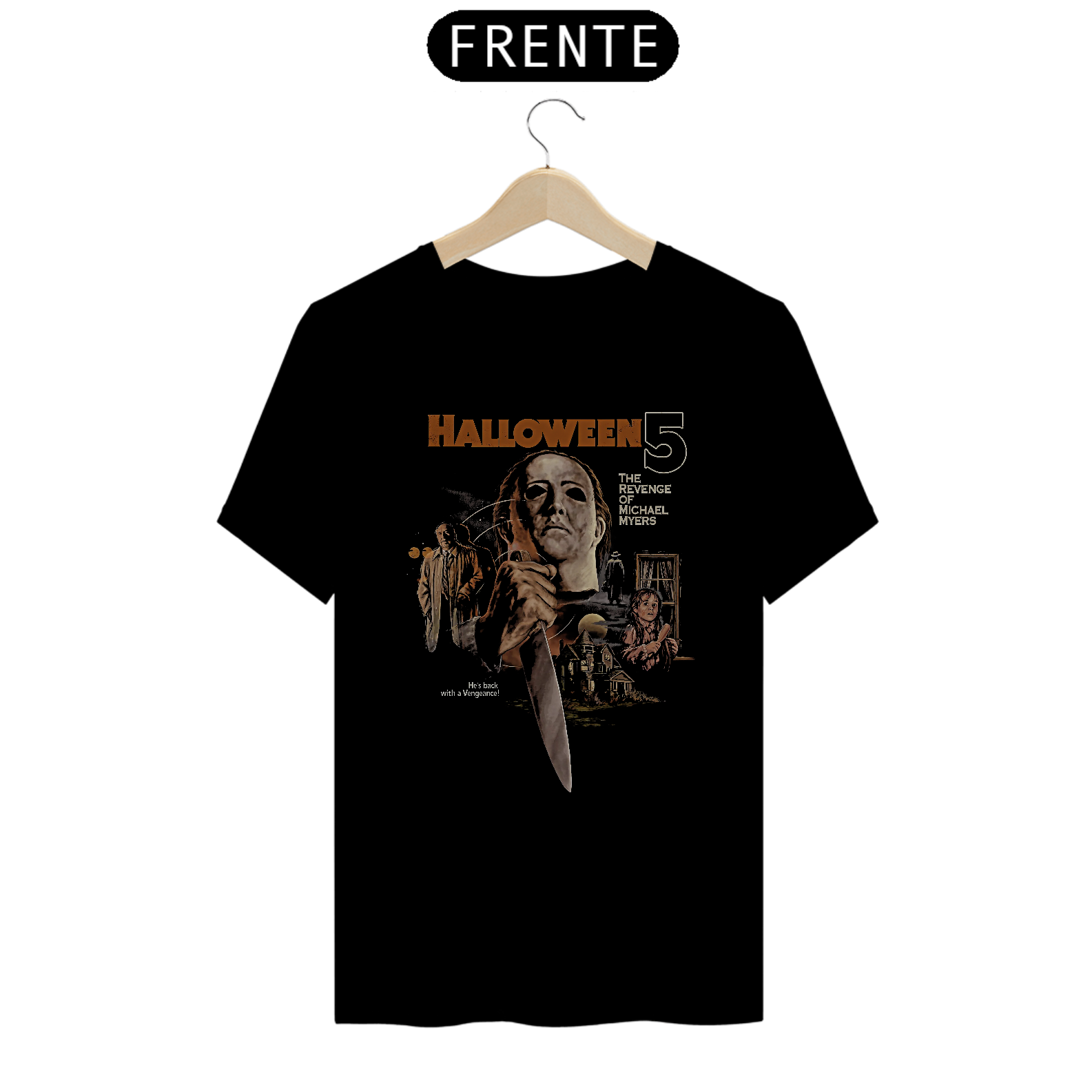 Camiseta Halloween 5 - A Vingança de Michael Myers Estampa Filme Terror