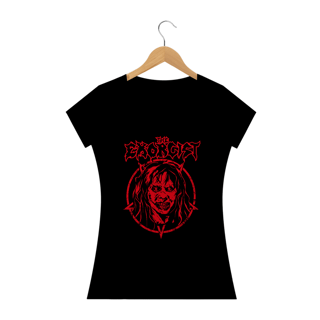 Camiseta Feminina O Exorcista + Banda Exodus | Estampa Rock Horror - Vermelha