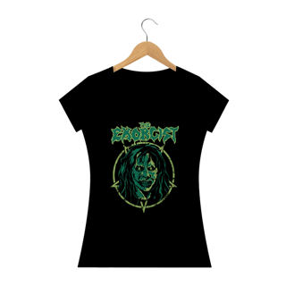 Camiseta Feminina O Exorcista + Banda Exodus | Estampa Rock Horror - Verde