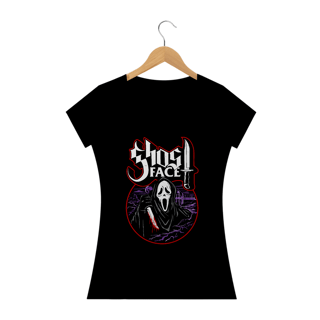 Camiseta Feminina Pânico + Banda Ghost | Estampa GhostFace Rock Horror