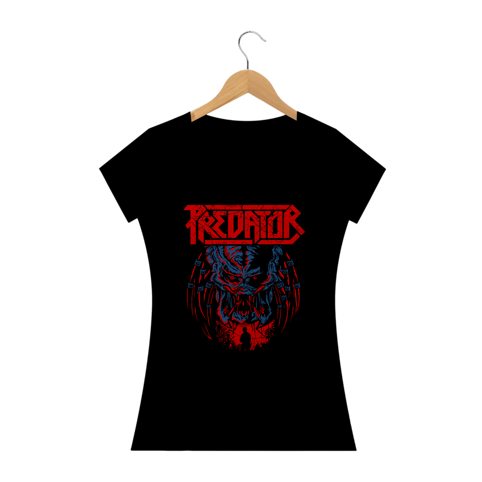 Camiseta Feminina O Predador + Banda Kreator | Estampa Rock Horror