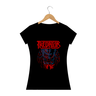 Camiseta Feminina O Predador + Banda Kreator | Estampa Rock Horror