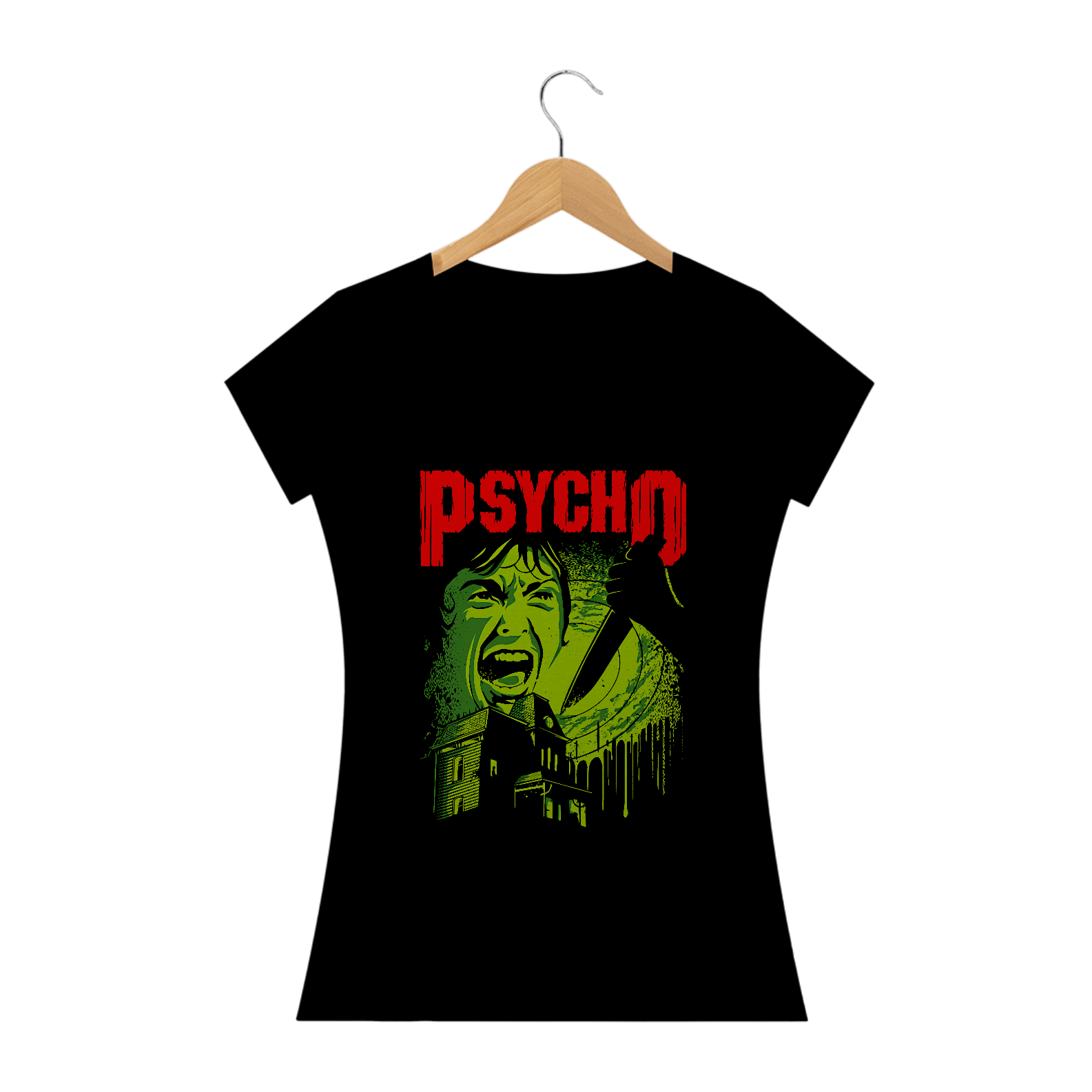 Camiseta Feminina Psicose + Banda Pantera | Estampa Rock Horror