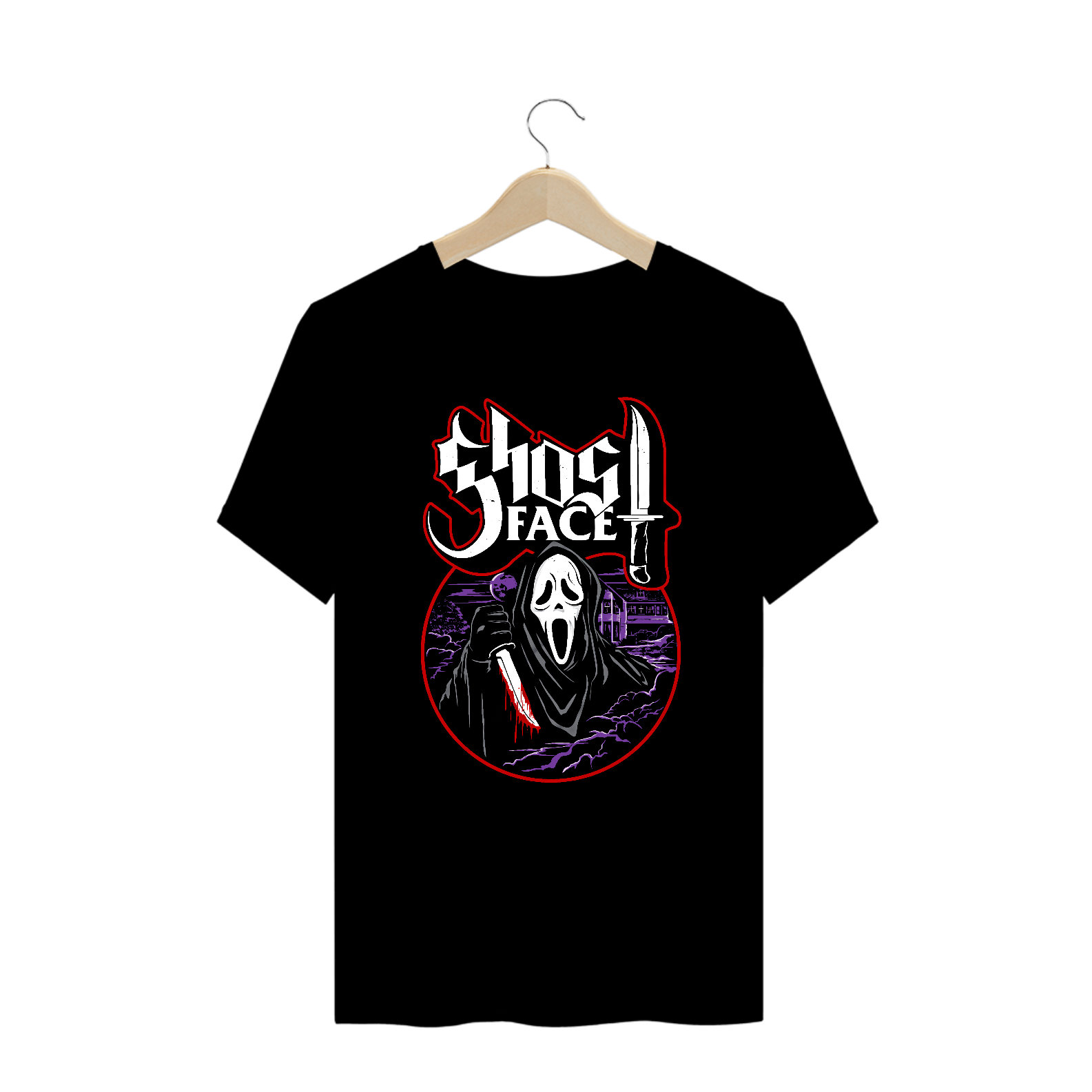 Camiseta Plus Size Pânico + Banda Ghost | Estampa GhostFace Rock Horror