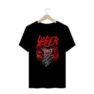 Camiseta Plus Size Freddy Krueger + Banda Slayer | Estampa Rock Horror