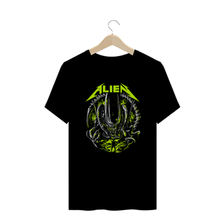 Camiseta Plus Size Alien + Banda Metallica | Estampa Rock Horror