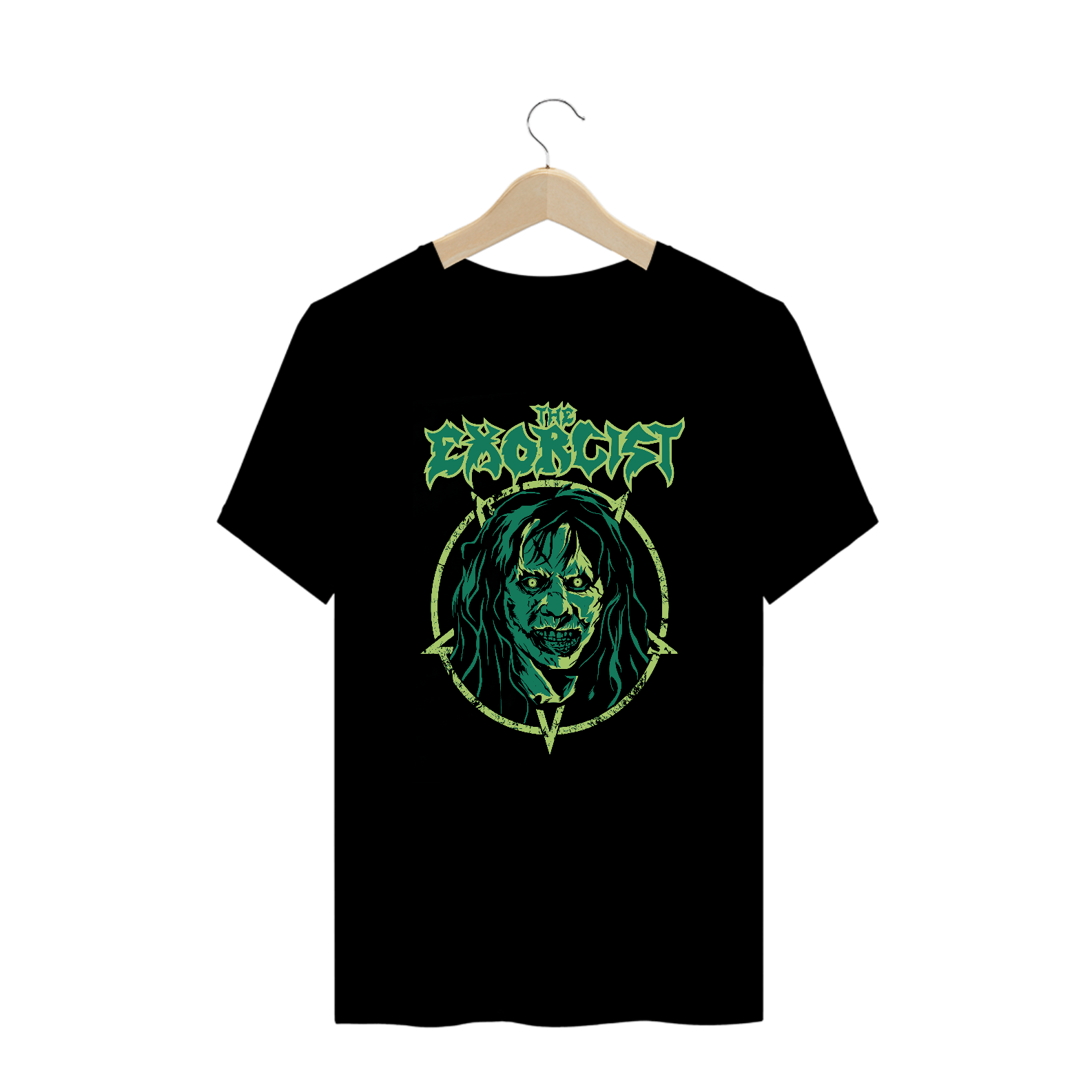 Camiseta Plus Size O Exorcista + Banda Exodus | Estampa Rock Horror - Verde