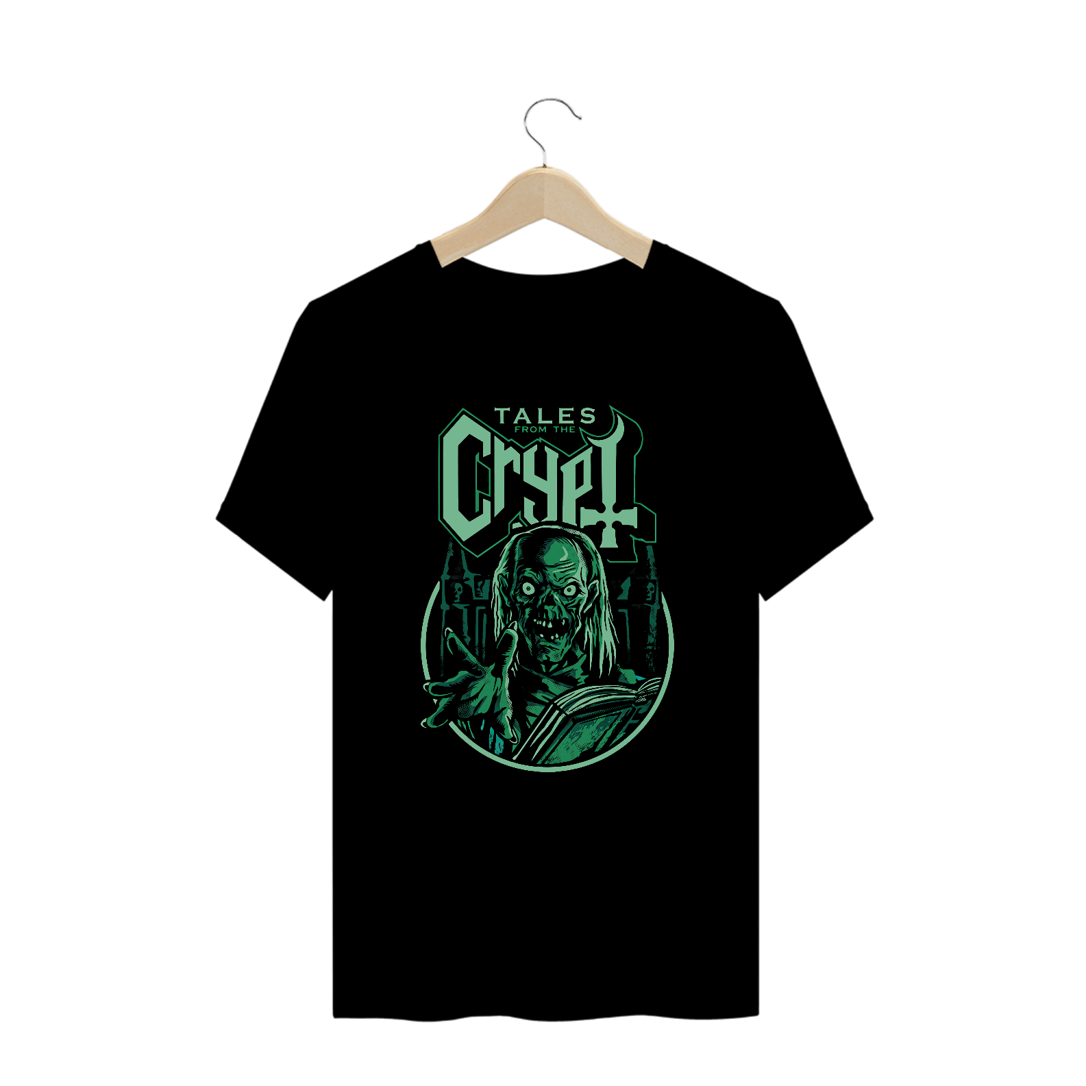Camiseta Plus Size Contos da Cripta + Banda Ghost | Estampa Rock Horror - Verde