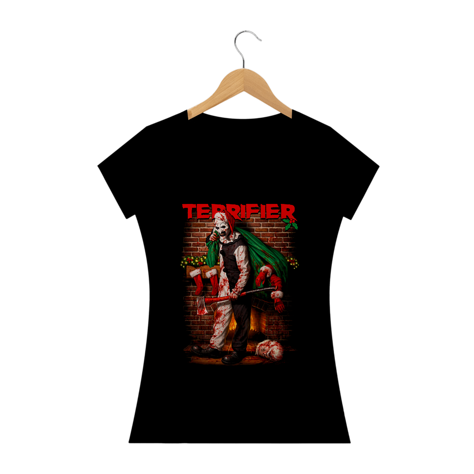 Camiseta Feminina Natal Aterrorizante Estampa Filme Terrifier Terror