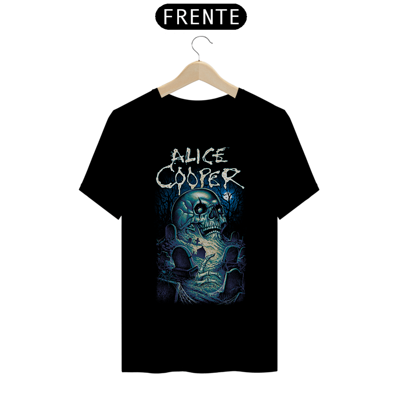 Camiseta Rosto da Morte | Estampa Banda Alice Cooper | Rock