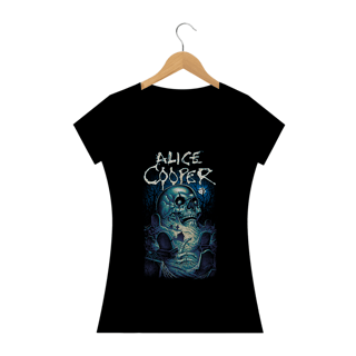 Camiseta Feminina Rosto da Morte | Estampa Banda Alice Cooper | Rock