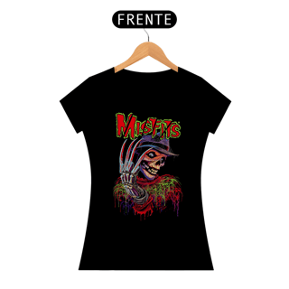 Camiseta Feminina Misfits + Freddy Krueger | Estampa Banda Punk | ROCK