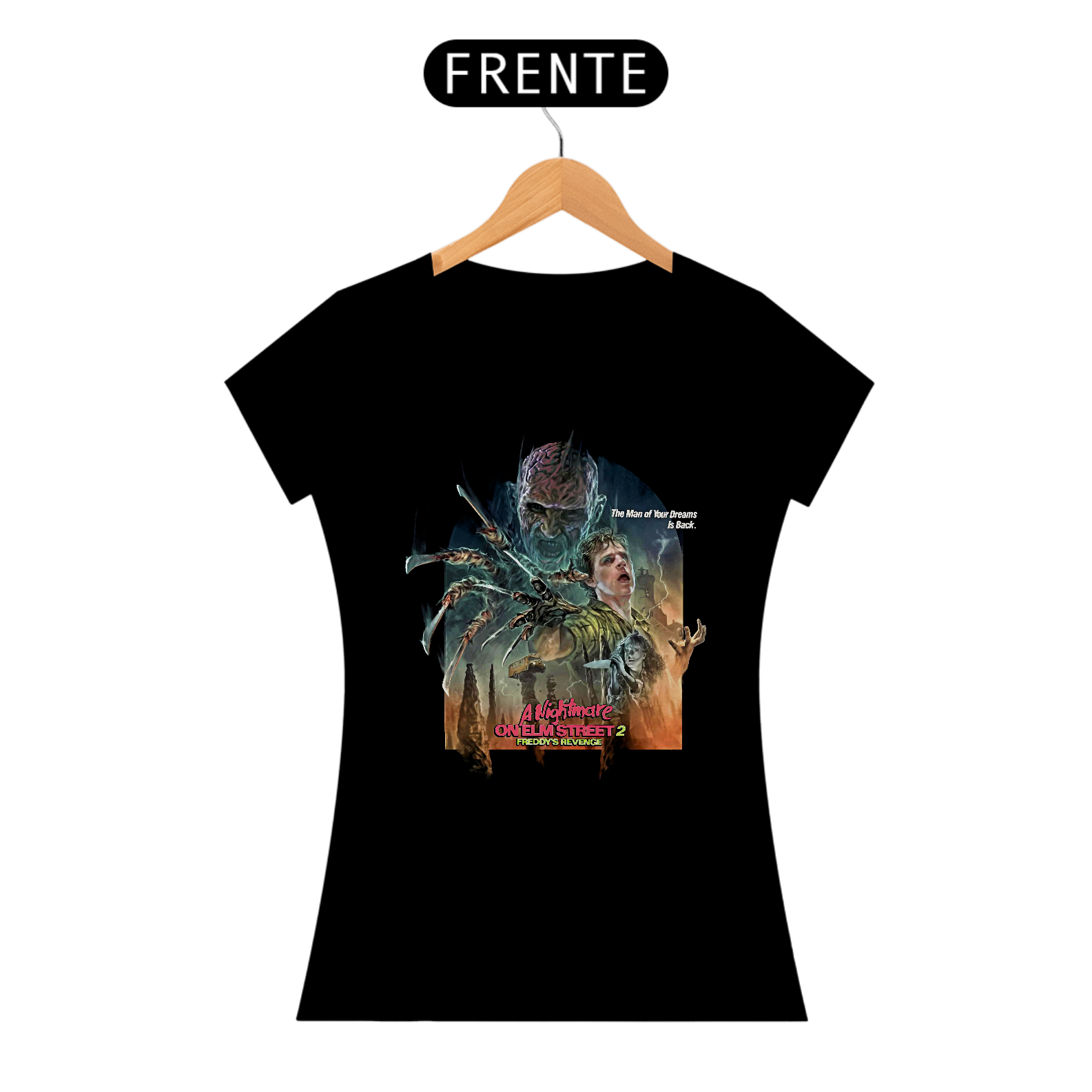 Nome do produto: Camiseta Feminina A Hora do Pesadelo 2 - A Vingança de Freddy Estampa Filme Terror