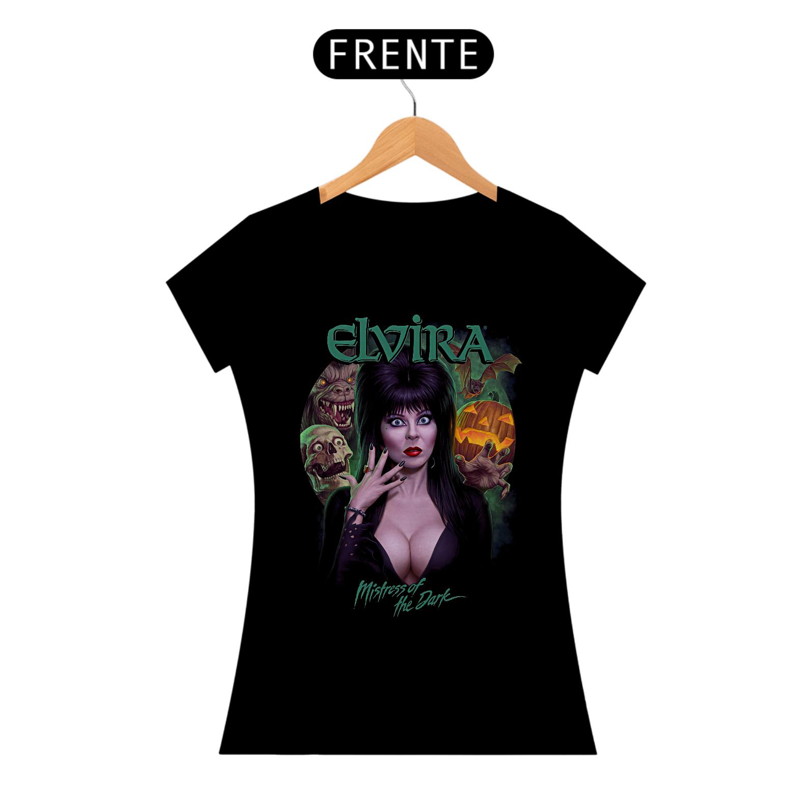 Camiseta Feminina Elvira – Rainha das Trevas Estampa Filme Terror