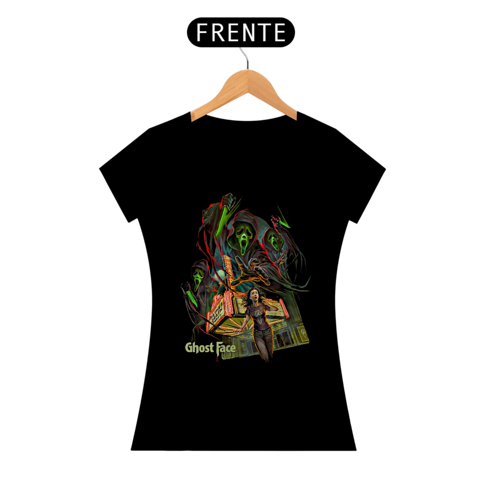 Camiseta Feminina Pânico 2 Noite das Máscaras Estampa Ghostface Filme Terror