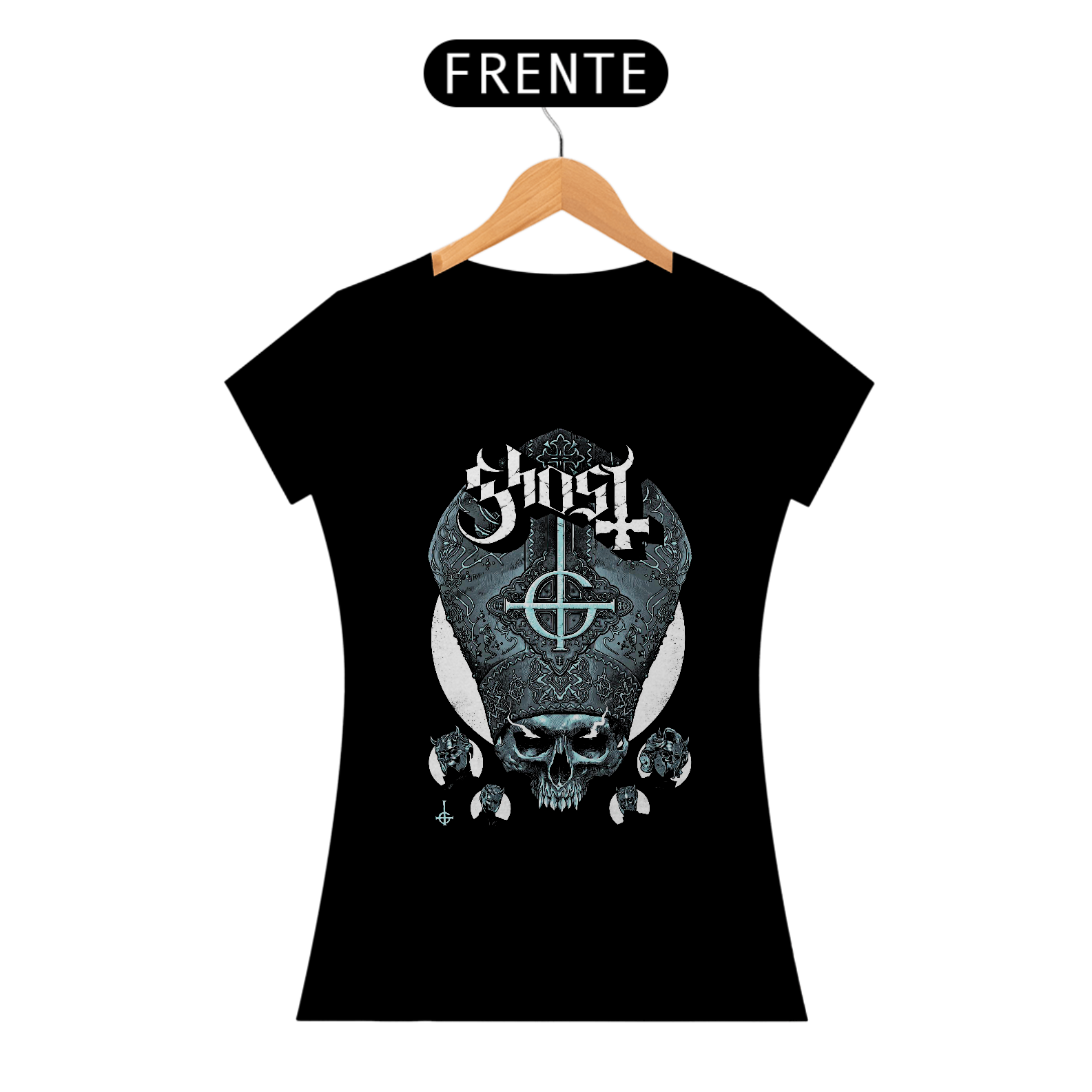 Camiseta Feminina A Face do Ritual | Estampa Banda Ghost | Rock