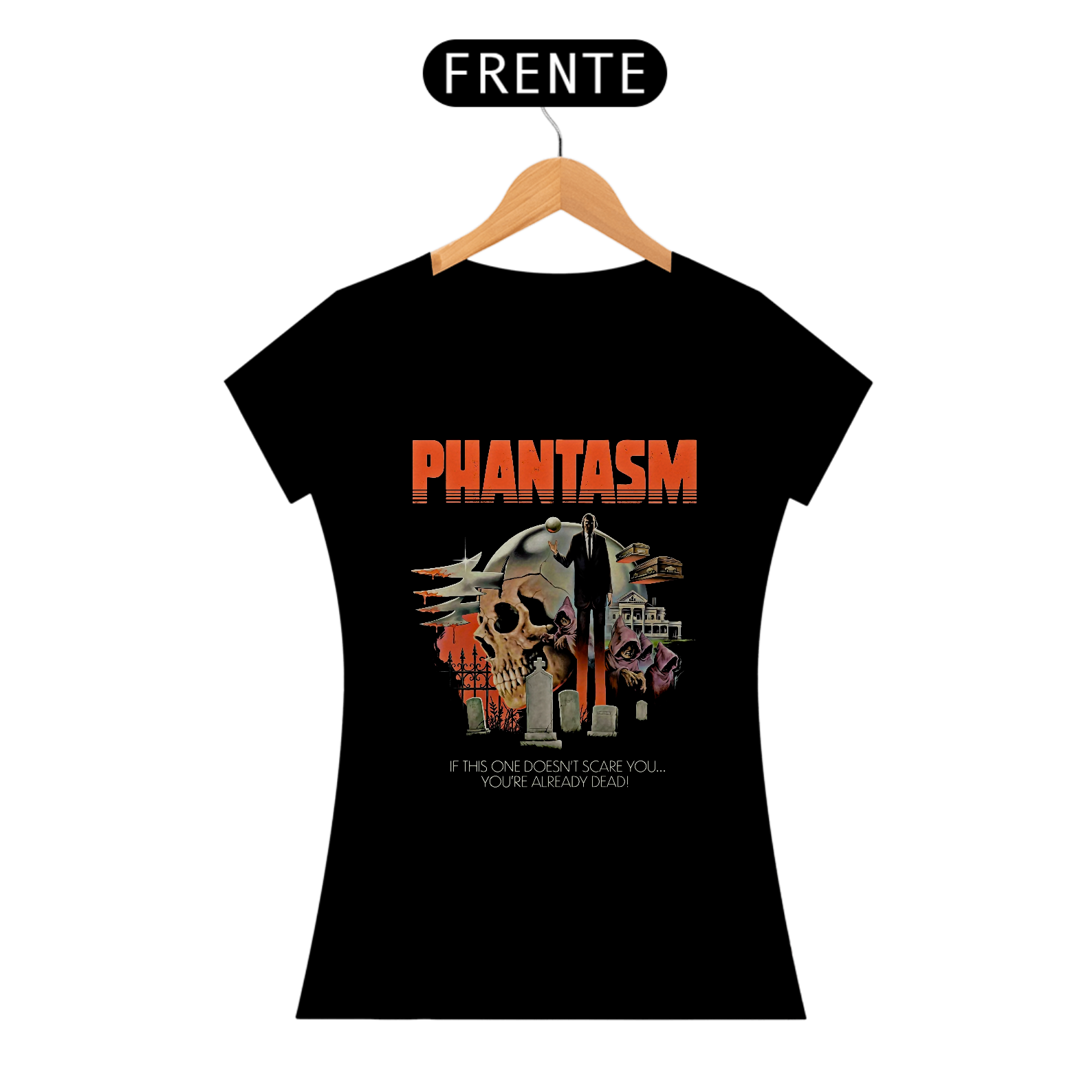 Camiseta Feminina Fantasma Entre Túmulos e Pesadelos Estampa Filme Terror