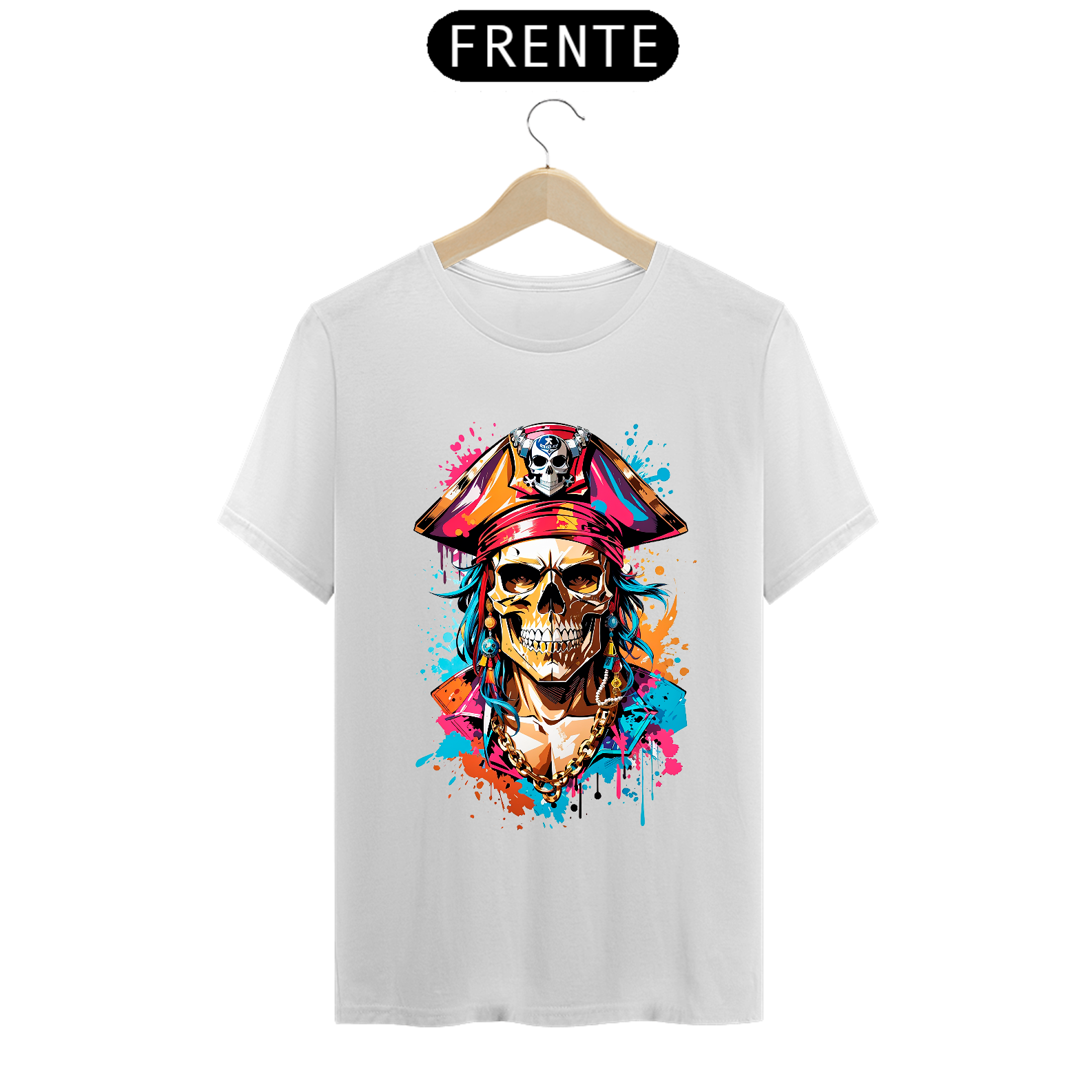 Nome do produto: 0000037 - T-Shirt Grafitti Art 016 Caveira Pirata