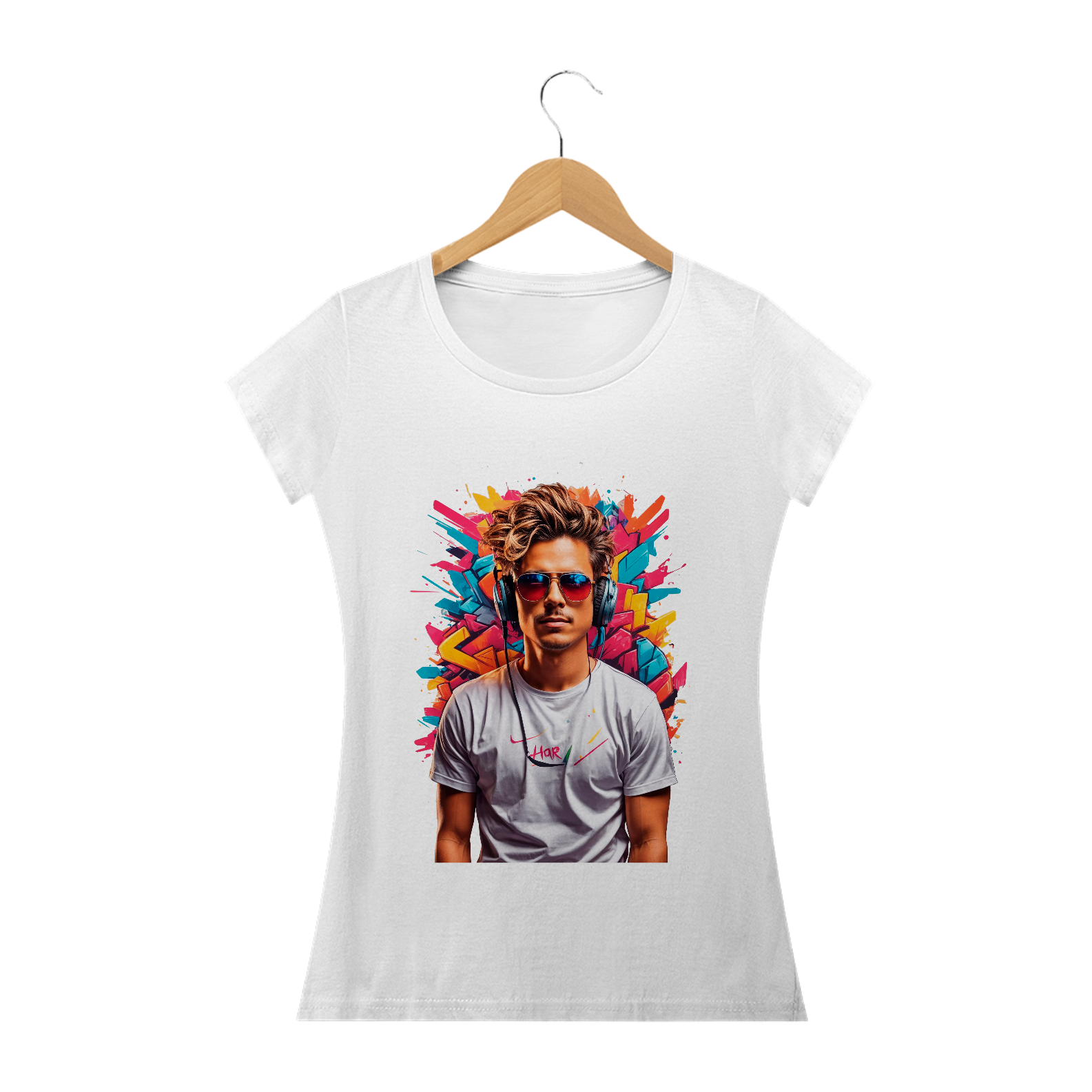 Nome do produto: 0000189 - Baby Long Grafitti Art 022 Homem com Óculos e Fone