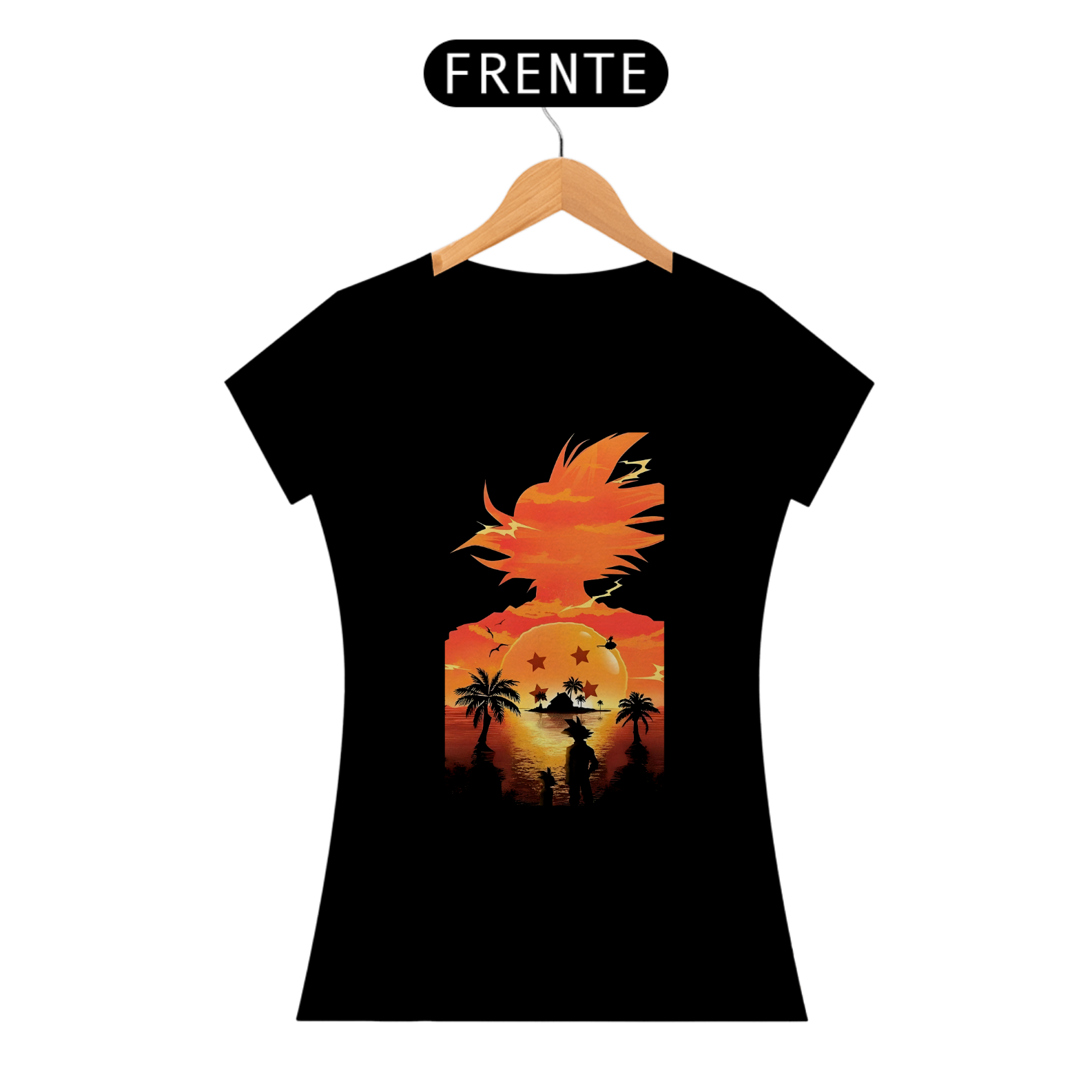 Nome do produto: Camiseta Dragon Ball Z Feminina  Paisagem Goku SUPER PROMOÇÃO
