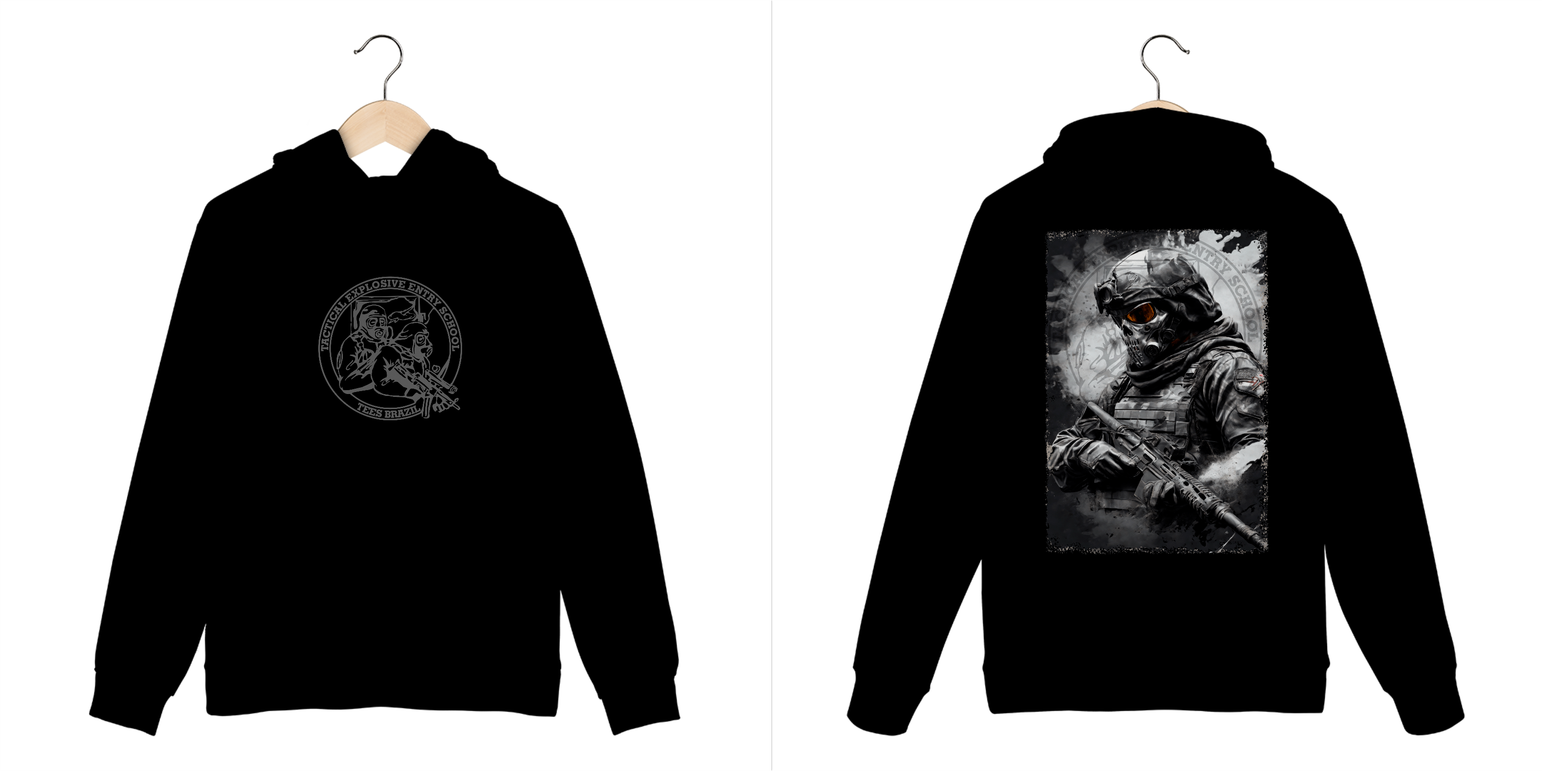 Moletom Canguru Skull Warrior (Frente/Verso)