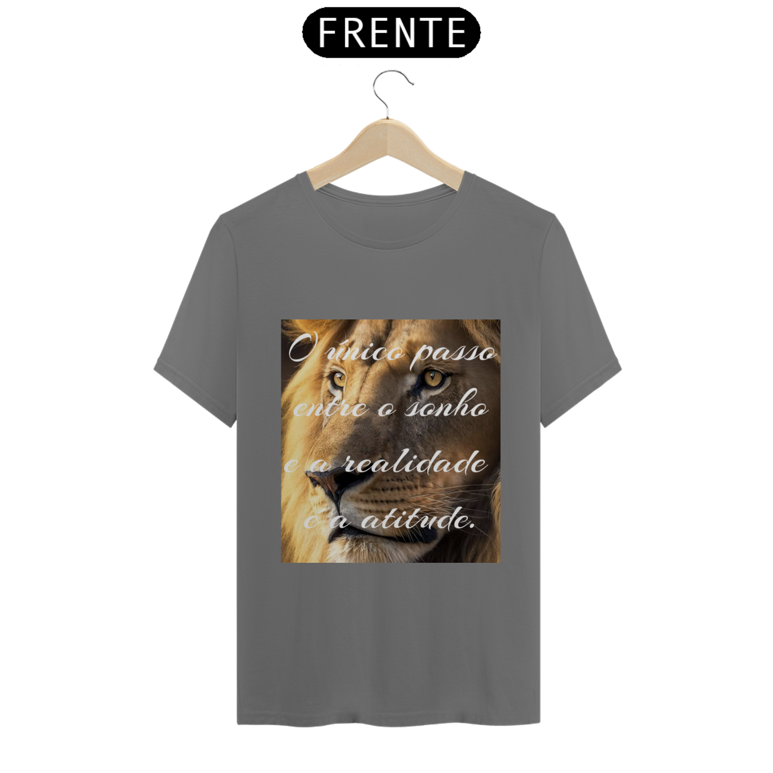 Nome do produto: Camiseta com imagem de leão+ frase.