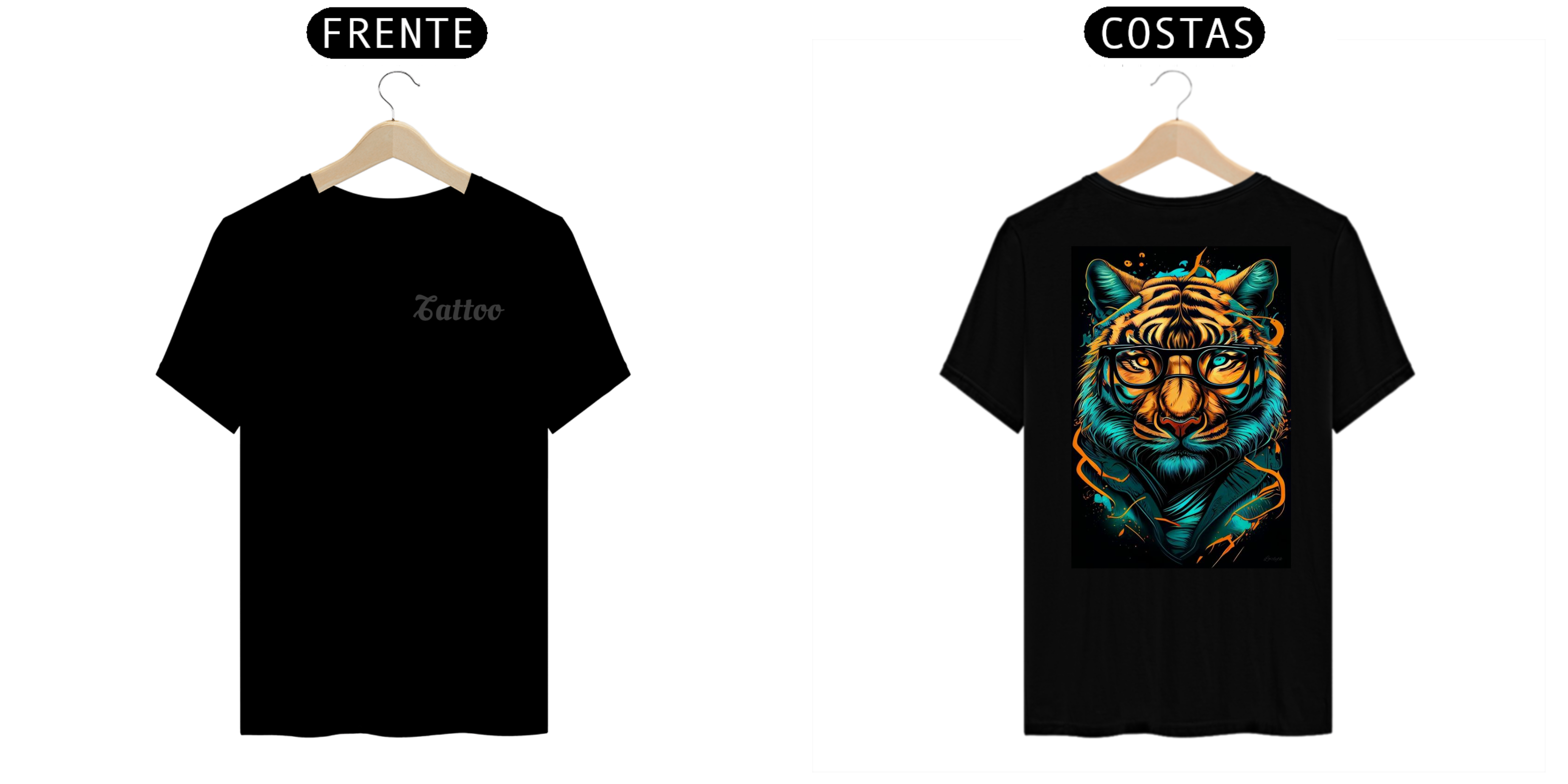 Nome do produto: Camiseta Masculina - Tattoo Tigre de Oculos