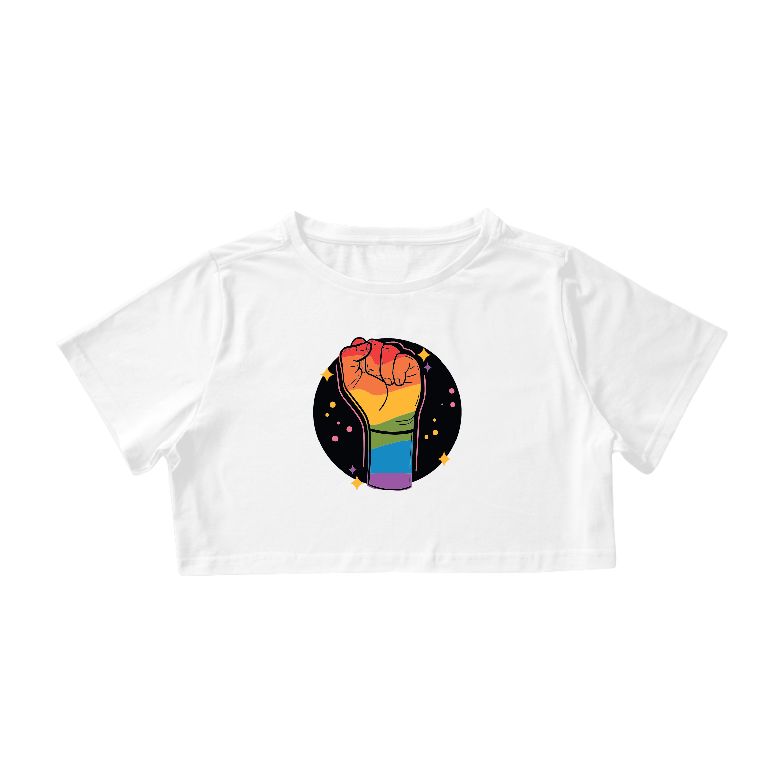 Nome do produto: Cropped Punho Pride (branca)